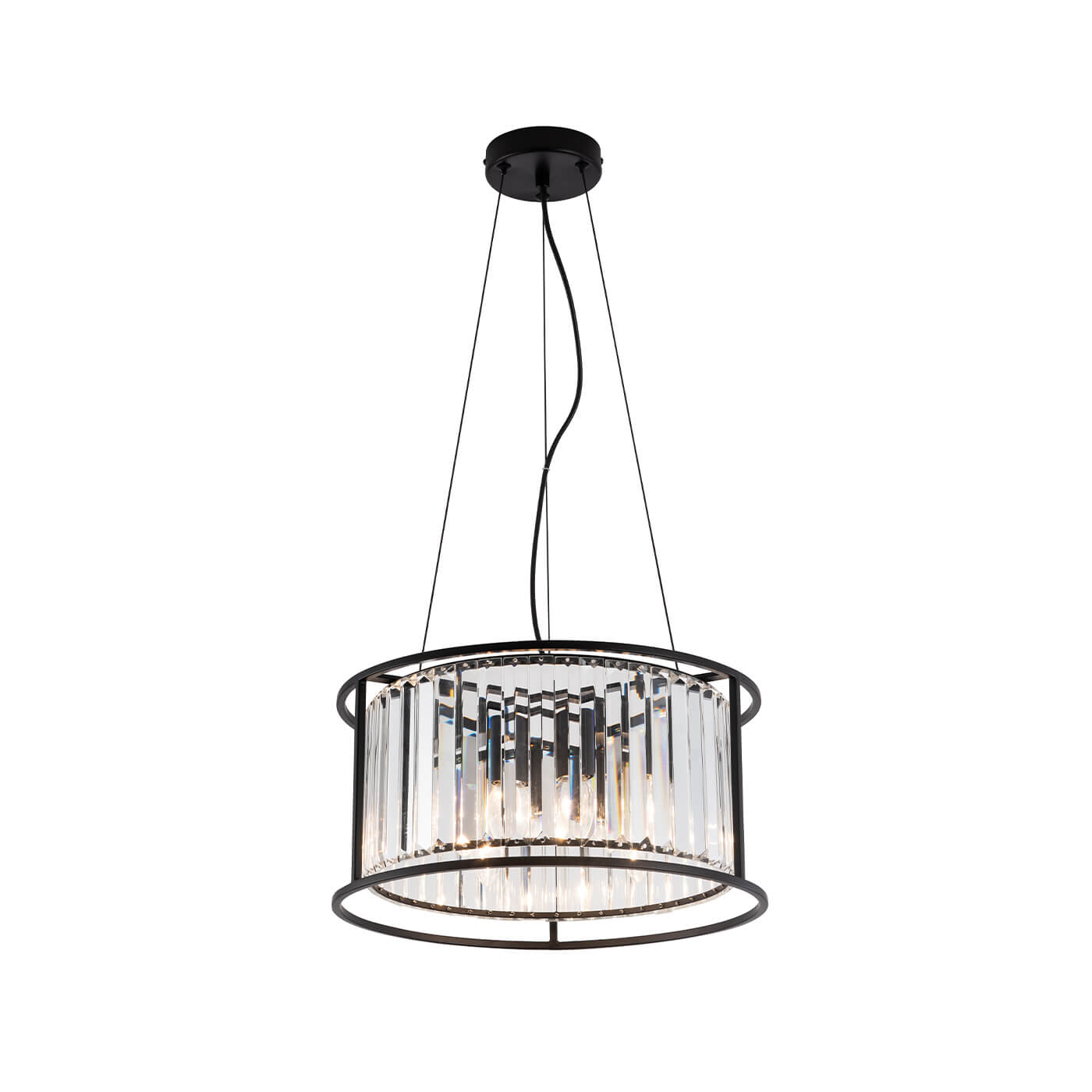 Cauti o lampa suspendata neagra RONDA S4 din sticla, design modern, elegant, pentru living, dining sau dormitor din colectia de lustre si candelabre Domicilio?