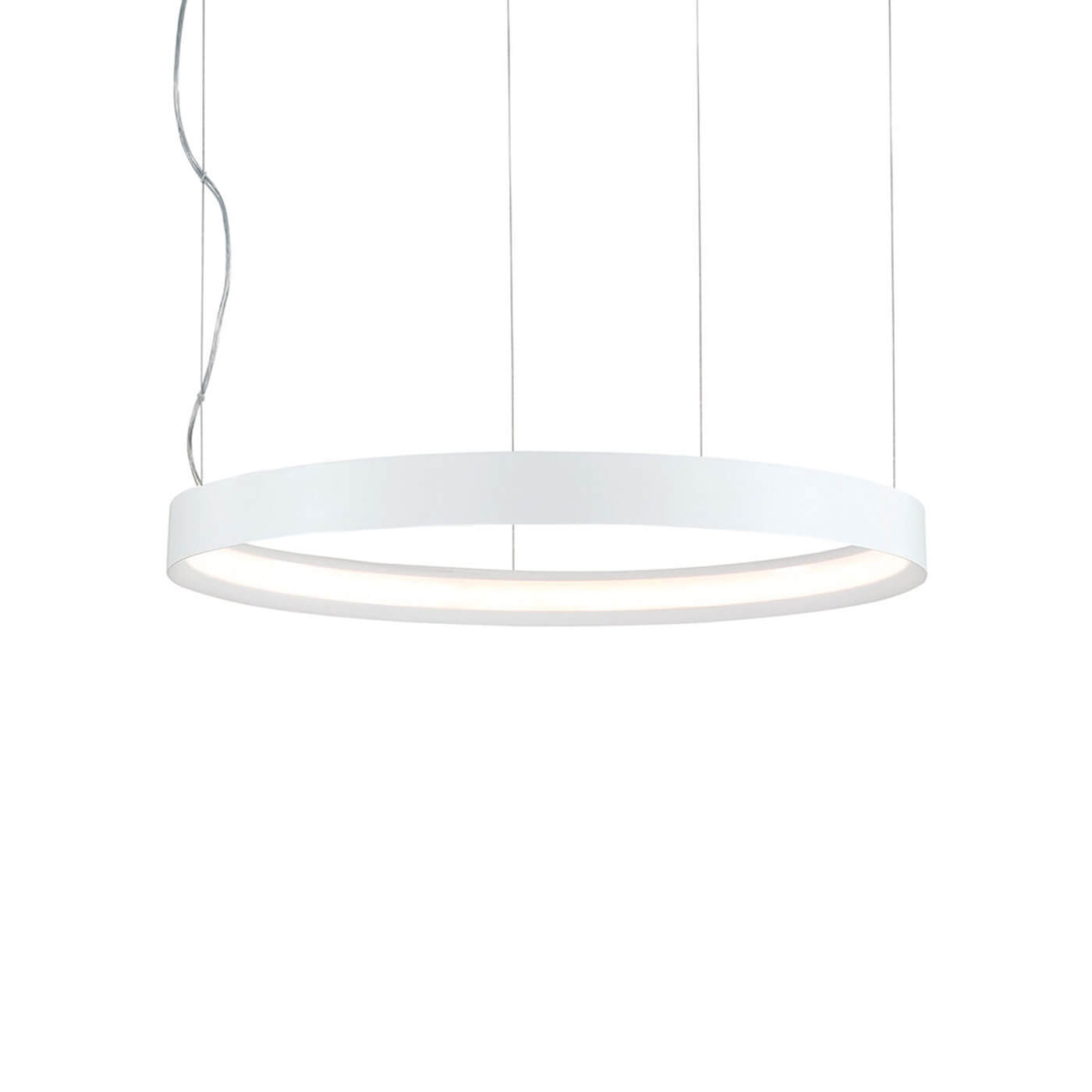 Cauti o lampa suspendata VERDI 80 alba cu LED 33W, design modern, minimalist, pentru living, dining sau dormitor din colectia de lustre si candelabre Domicilio?