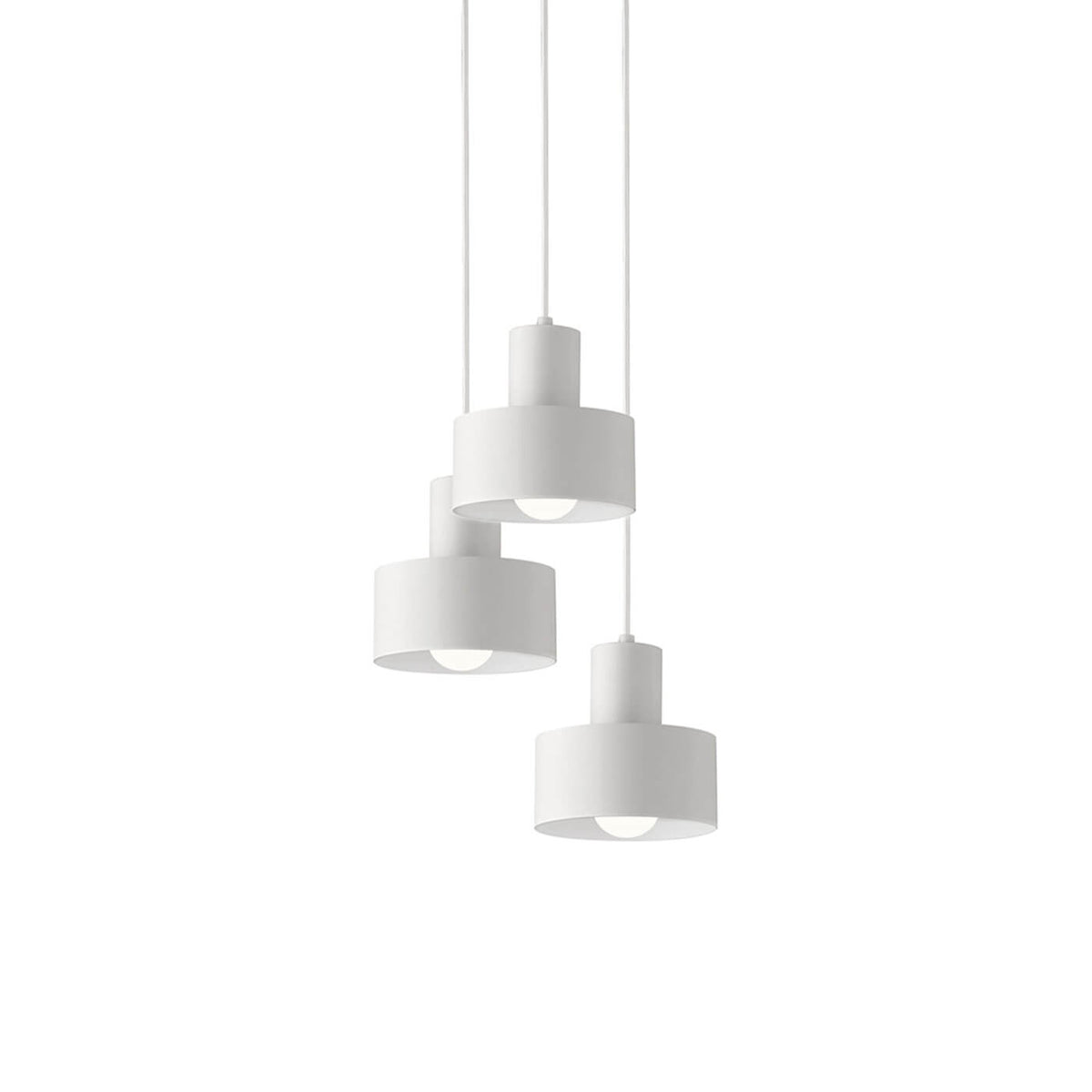 Lampa suspendata moderna alba NORTON S3 din metal 3x60W E27