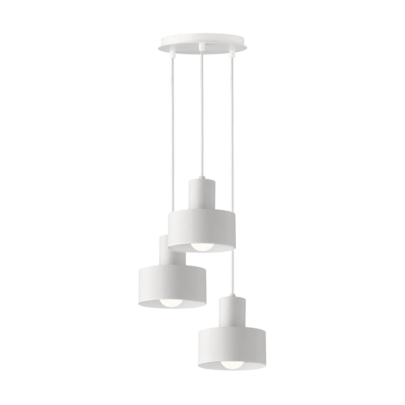 Cauti o lampa suspendata alba NORTON S3 din metal, design minimalist, elegant, pentru living, dining sau dormitor din colectia de lustre si candelabre Domicilio?