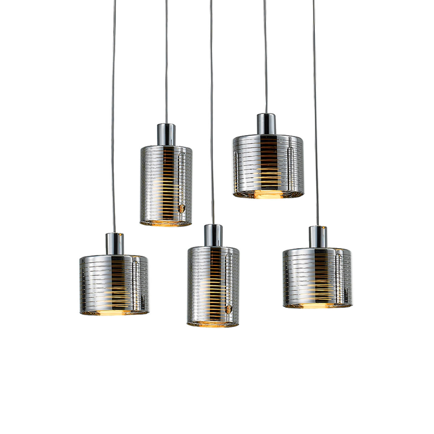 Cauti o lampa suspendata argintie CHARLOTTE S5 din metal, design modern, elegant, pentru living, dining sau dormitor din colectia de lustre si candelabre Domicilio?