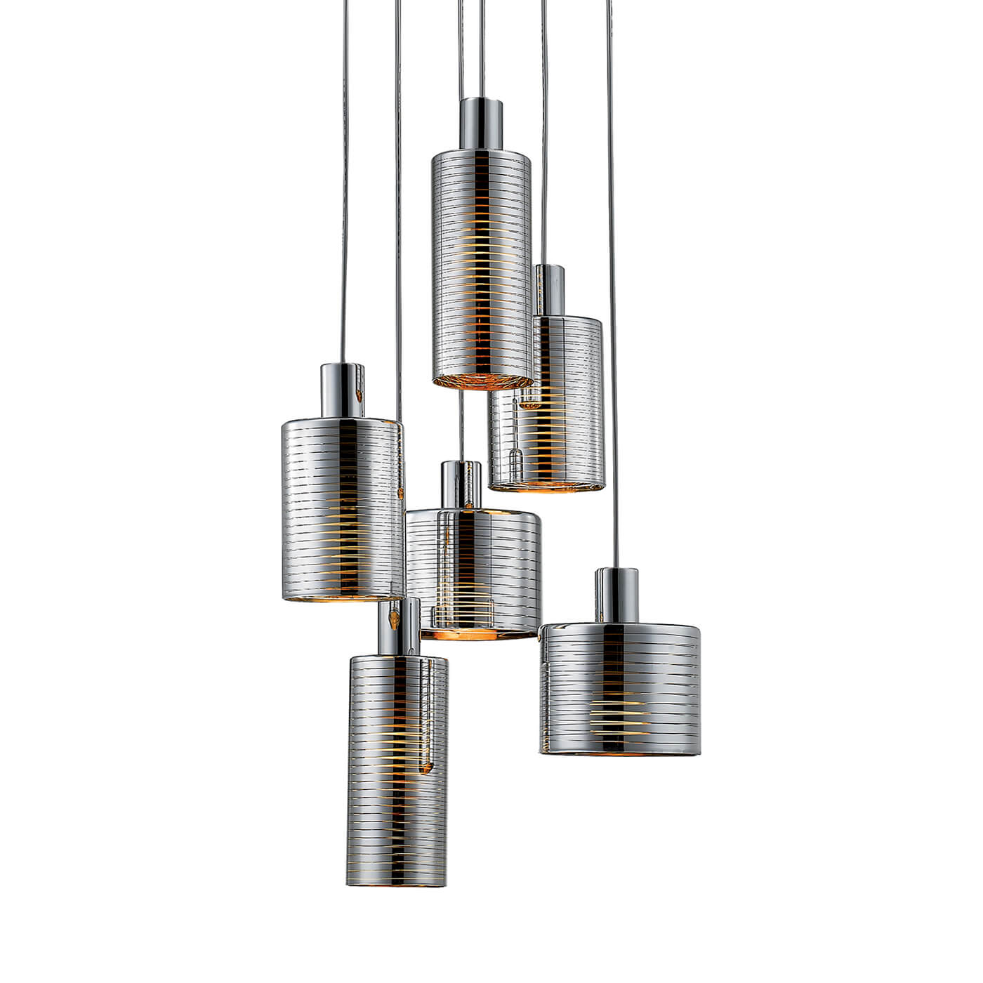 Cauti o lampa suspendata argintie CHARLOTTE S6 din metal, design modern, elegant, pentru living, dining sau dormitor din colectia de lustre si candelabre Domicilio?