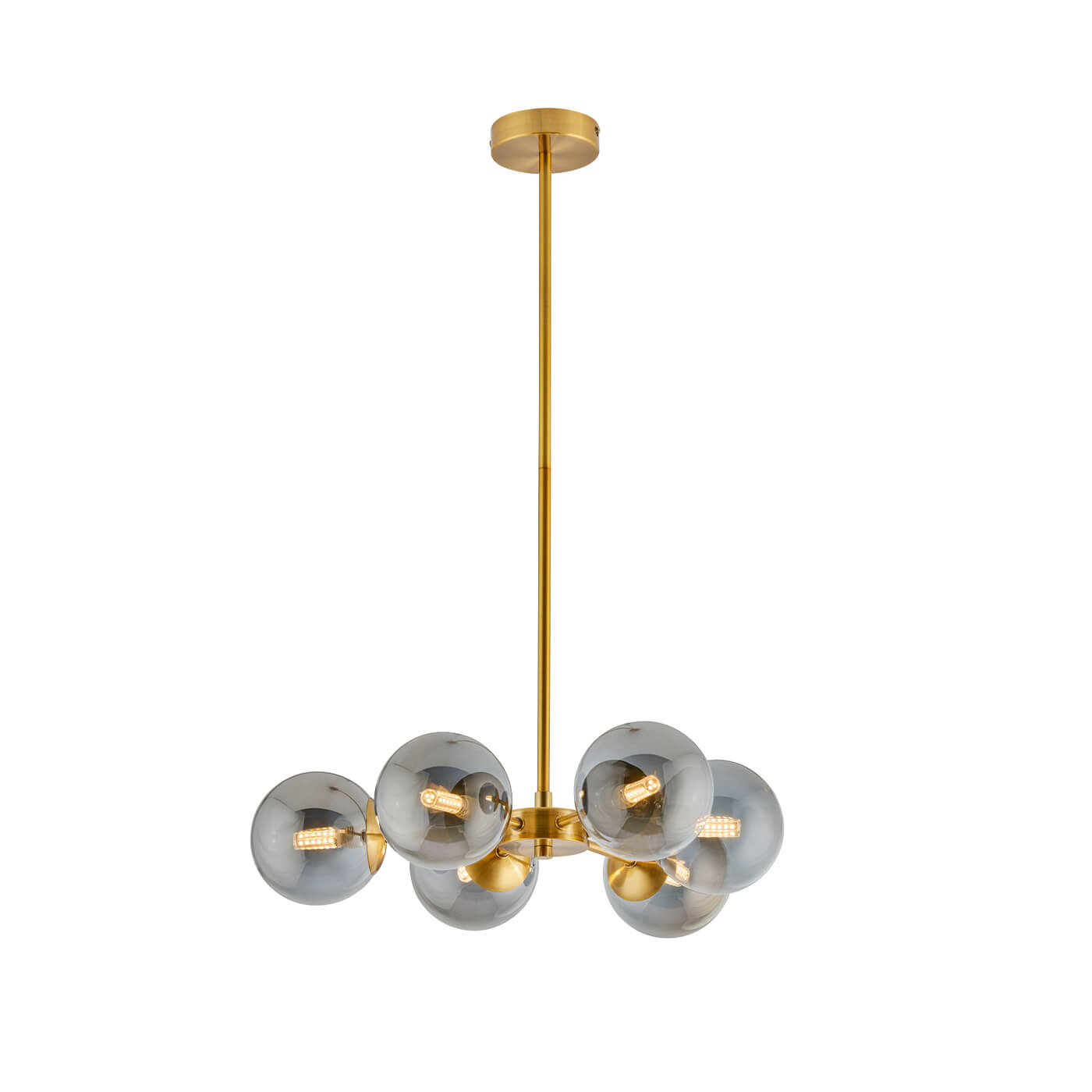 Cauti o lampa suspendata aurie FIORE cu globuri din sticla, design modern, elegant, pentru living, dining sau dormitor din colectia de lustre si candelabre Domicilio?