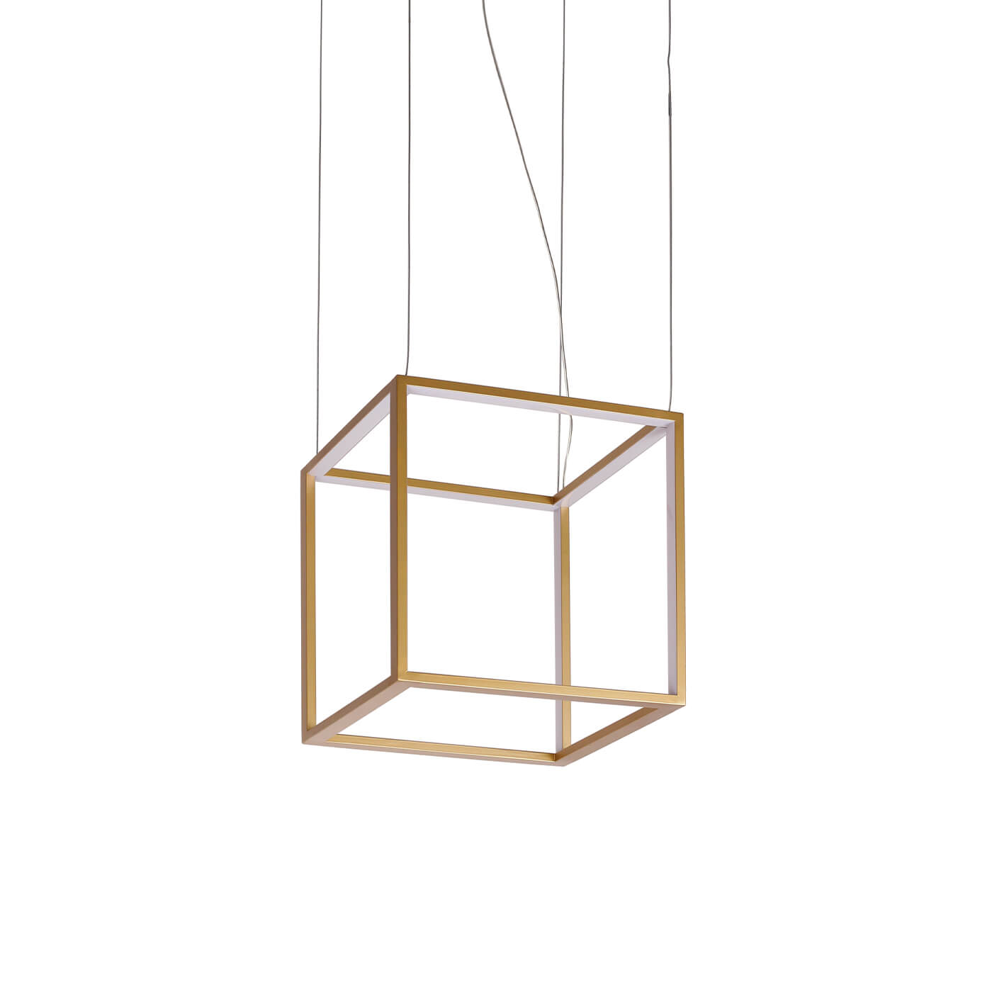 Cauti o lampa suspendata aurie GOLD CUBE 30 cu LED, design modern, glam, pentru living, dining sau dormitor din colectia de lustre si candelabre Domicilio?