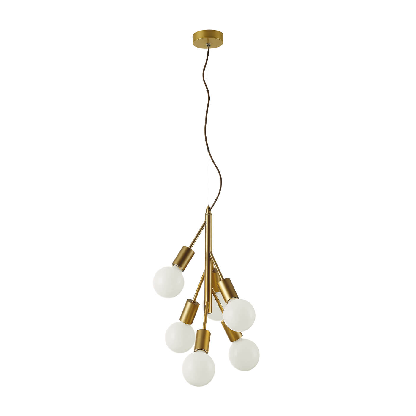 Cauti o lampa suspendata GRAPE aurie din metal, design modern, elegant, glam, pentru living, dining sau dormitor din colectia de lustre si candelabre Domicilio?