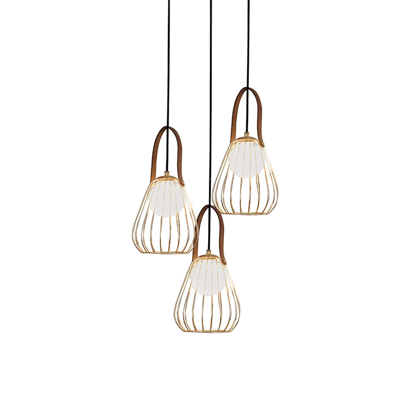 Cauti o lampa suspendata aurie LEVIK S3 din metal cu globuri de sticla, design modern, elegant, pentru living, dining sau dormitor din colectia de lustre si candelabre Domicilio?