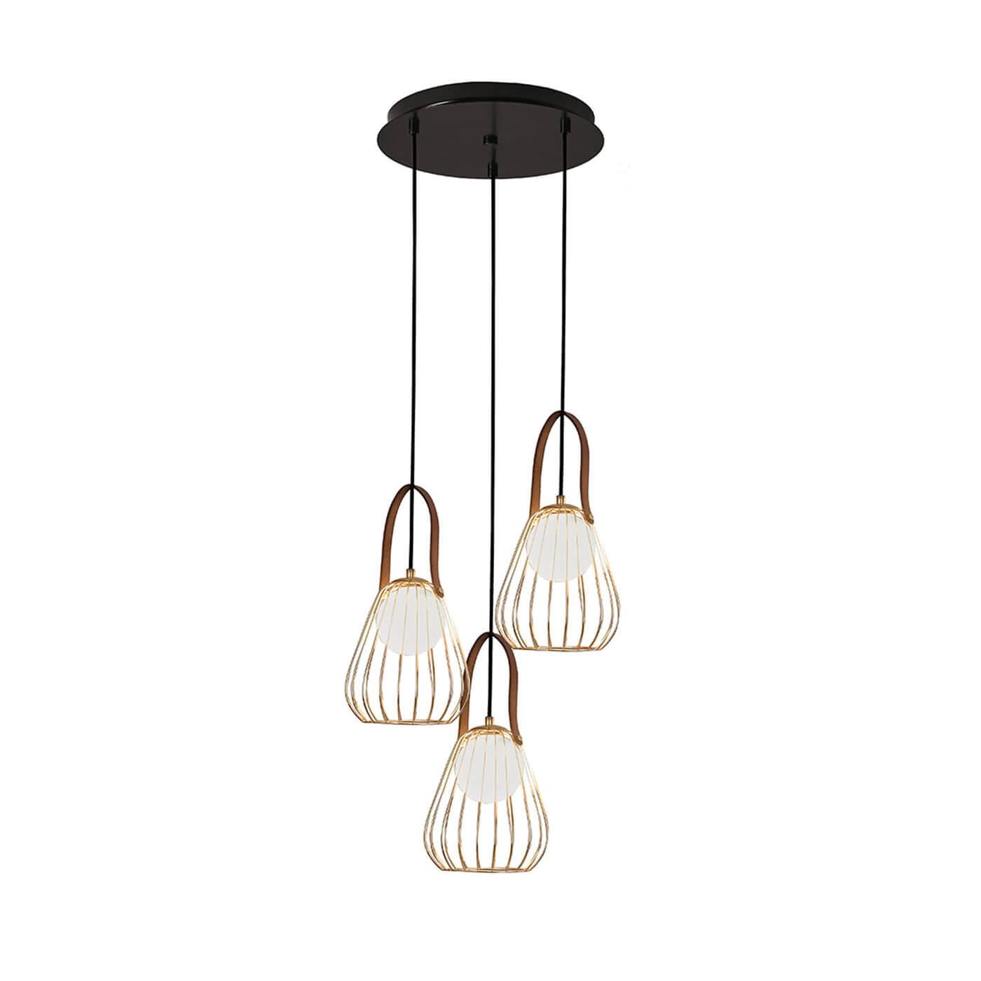 Cauti o lampa suspendata aurie LEVIK S3 din metal cu globuri de sticla, design modern, elegant, pentru living, dining sau dormitor din colectia de lustre si candelabre Domicilio?