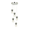 Lampa suspendata cromata SYLIA S5 cu glob de sticla, design modern, elegant, pentru living, dining sau dormitor