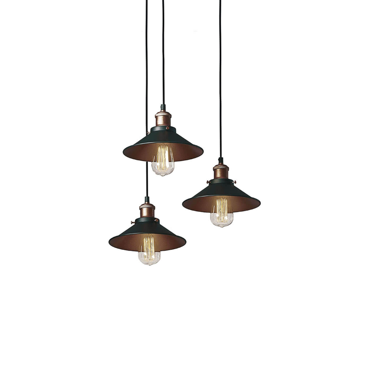Cauti o lampa suspendata neagra ADISSON cu interior cuprat, design modern, industrial, pentru living, dining sau dormitor din colectia de lustre si candelabre Domicilio?