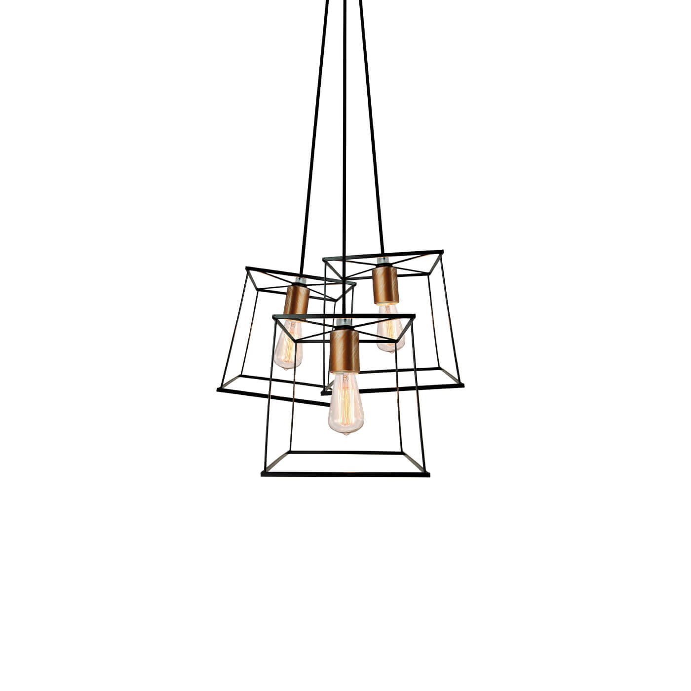 Cauti o lampa suspendata neagra AGATHA geometrica, design modern, industrial, pentru living, dining sau dormitor din colectia de lustre si candelabre Domicilio?