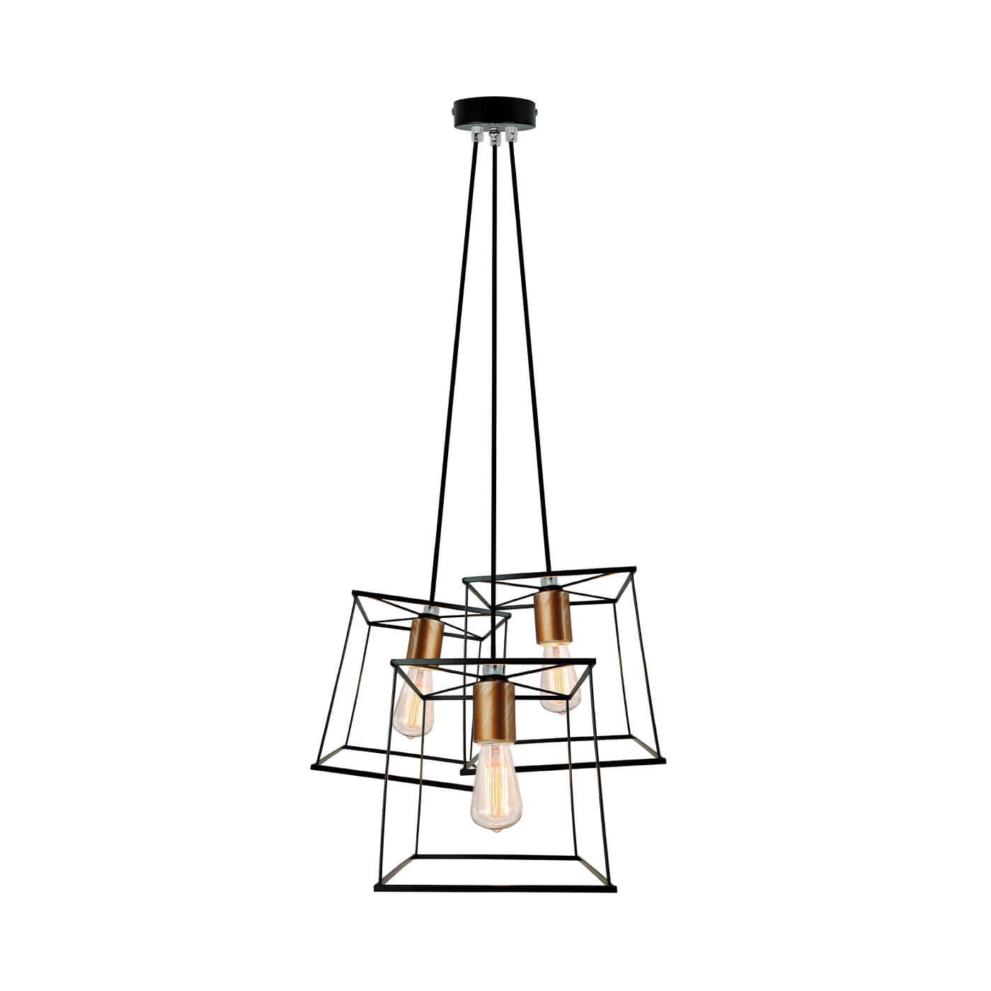 Cauti o lampa suspendata neagra AGATHA geometrica, design modern, industrial, pentru living, dining sau dormitor din colectia de lustre si candelabre Domicilio?