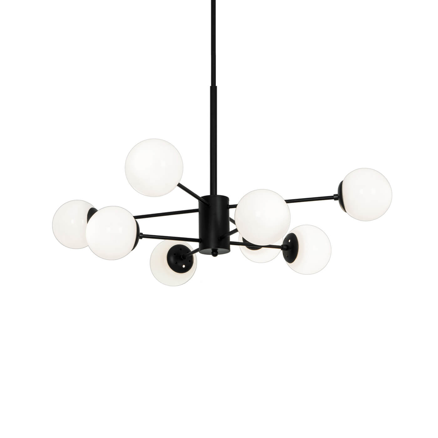 Cauti o lampa suspendata neagra ANOUK S8 cu globuri de sticla, design modern, minimalist, pentru living, dining sau dormitor din colectia de lustre si candelabre Domicilio?