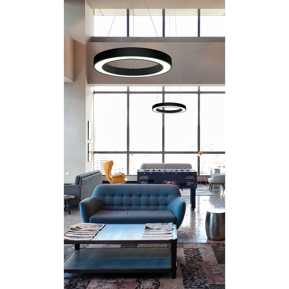 Cauti o lampa suspendata neagra APOLLO cu LED 38W, design modern, minimalist, pentru living, dining sau dormitor din colectia de lustre si candelabre Domicilio?