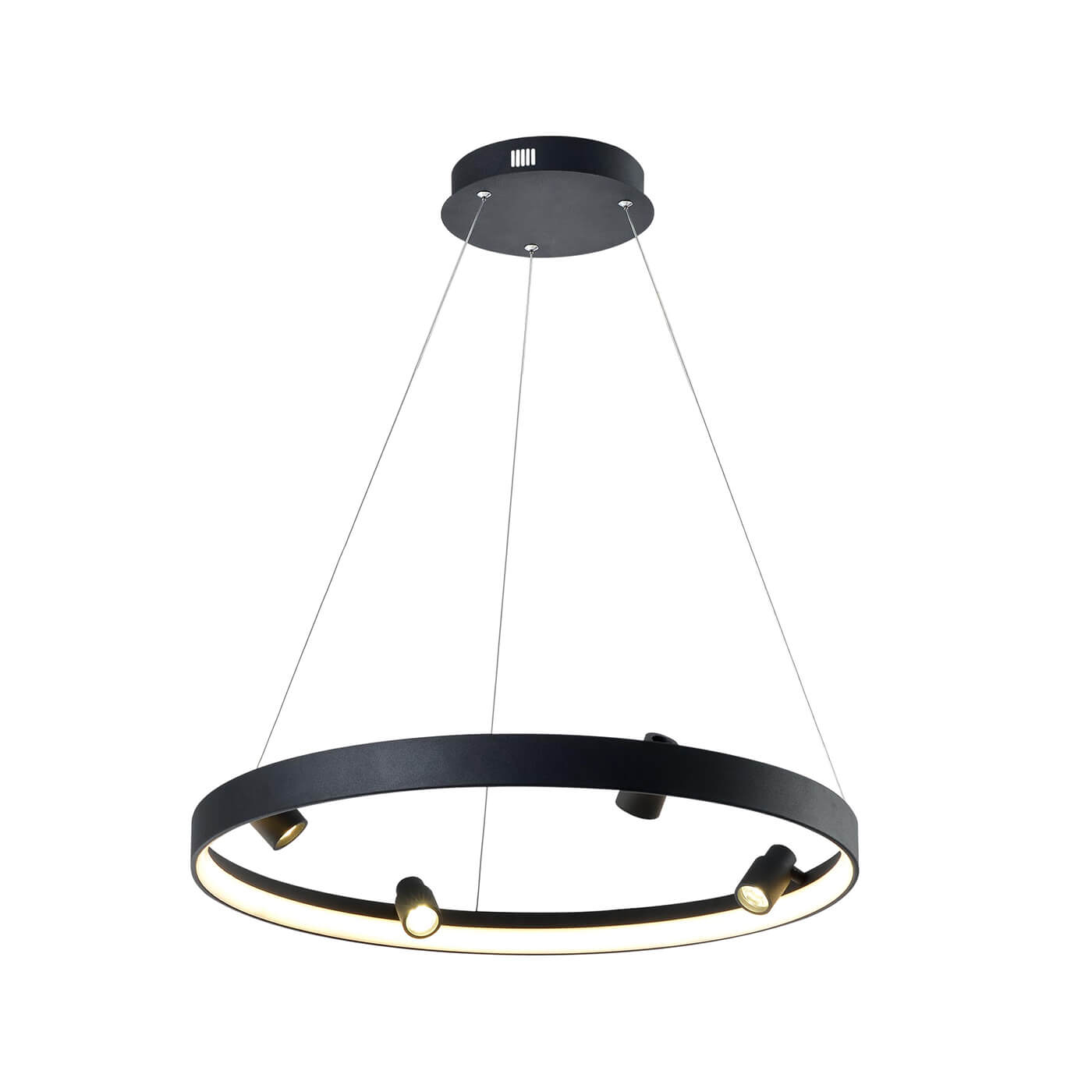 Cauti o lampa suspendata neagra DENIS cu LED 40W pentru living, design modern, pentru living, dining sau dormitor din colectia de lustre si candelabre Domicilio?