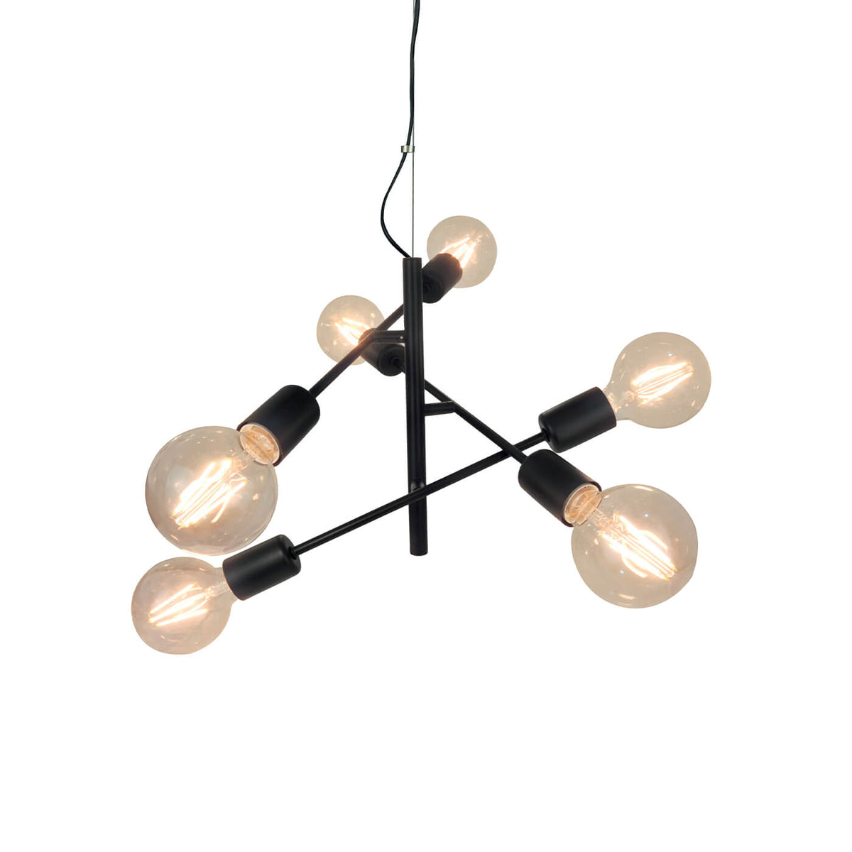 Lampa suspendata moderna neagra FREESTYLE S6 din metal 6x60W E27