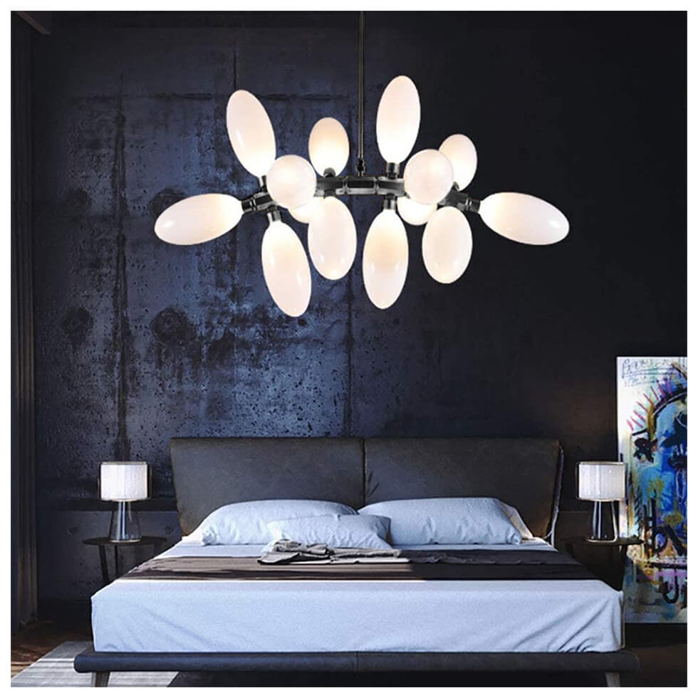 Lustra neagra JEANETTE din metal si sticla pentru living sau dormitor