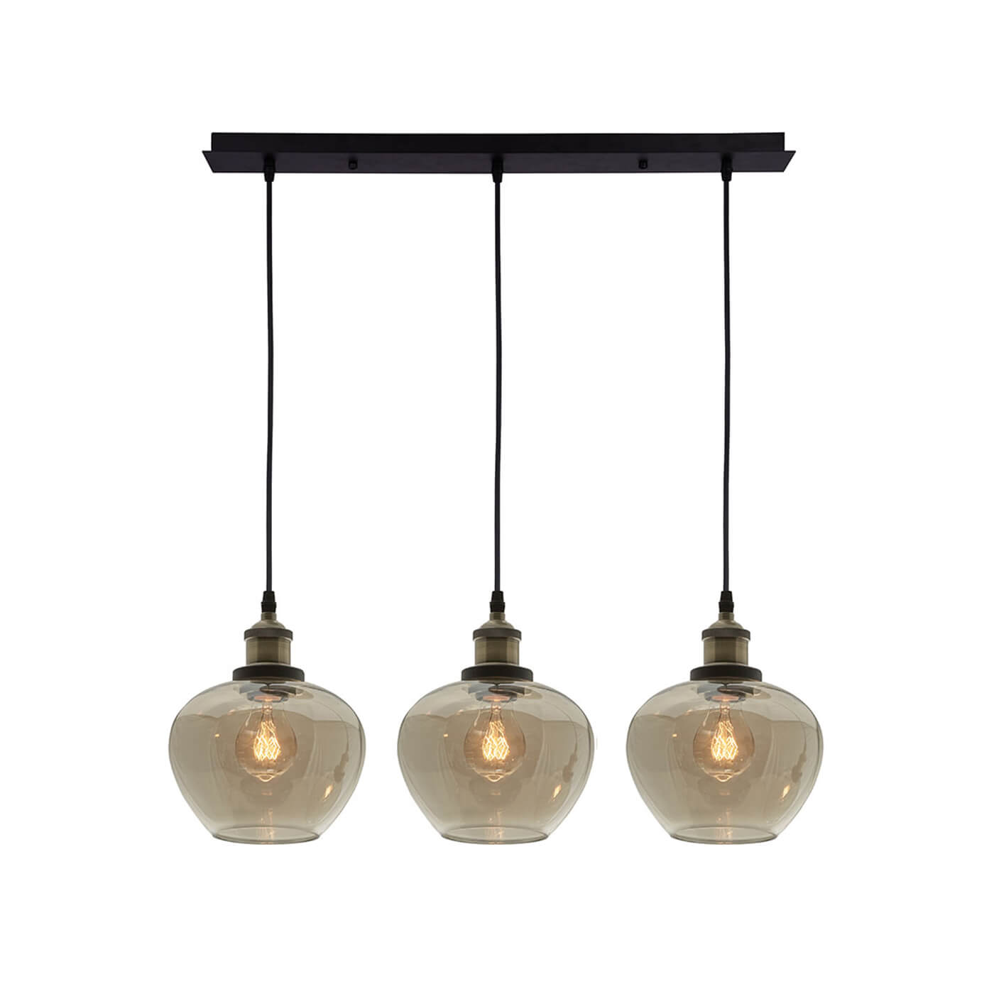 Cauti o lampa suspendata neagra JONAS S3L cu abajur ambrat, design modern, elegant, pentru living, dining sau dormitor din colectia de lustre si candelabre Domicilio?