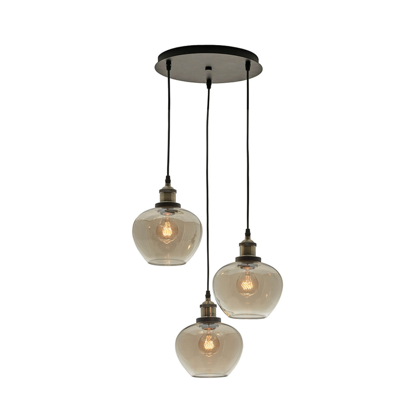 Cauti o lampa suspendata neagra JONAS S3S cu abajur ambrat, design modern, elegant, pentru living, dining sau dormitor din colectia de lustre si candelabre Domicilio?