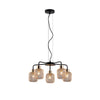 Cauti o lampa suspendata neagra LOREN cu abajururi aurii, design minimalist, elegant, pentru living, dining sau dormitor?