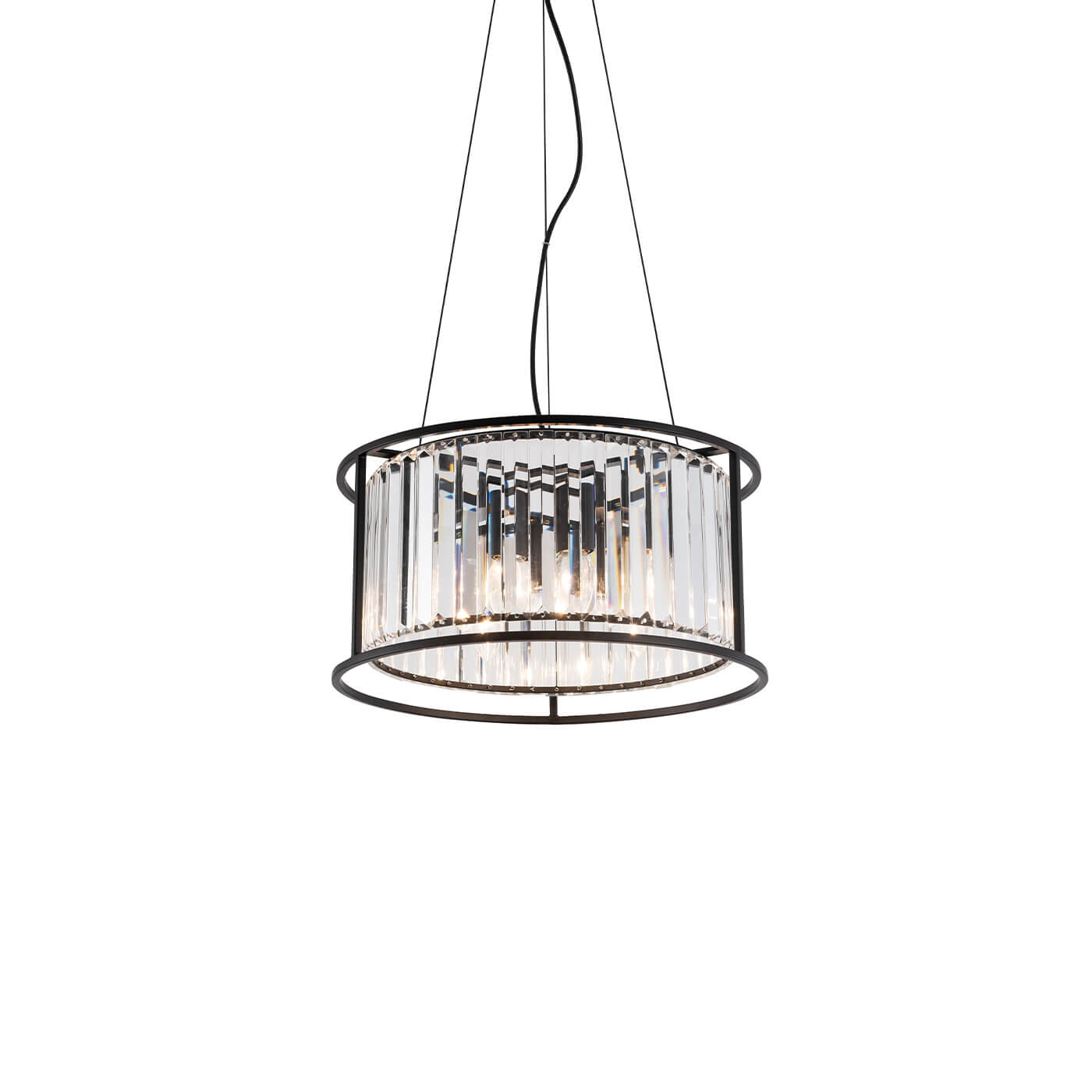 Cauti o lampa suspendata neagra RONDA S4 din sticla, design modern, elegant, pentru living, dining sau dormitor din colectia de lustre si candelabre Domicilio?