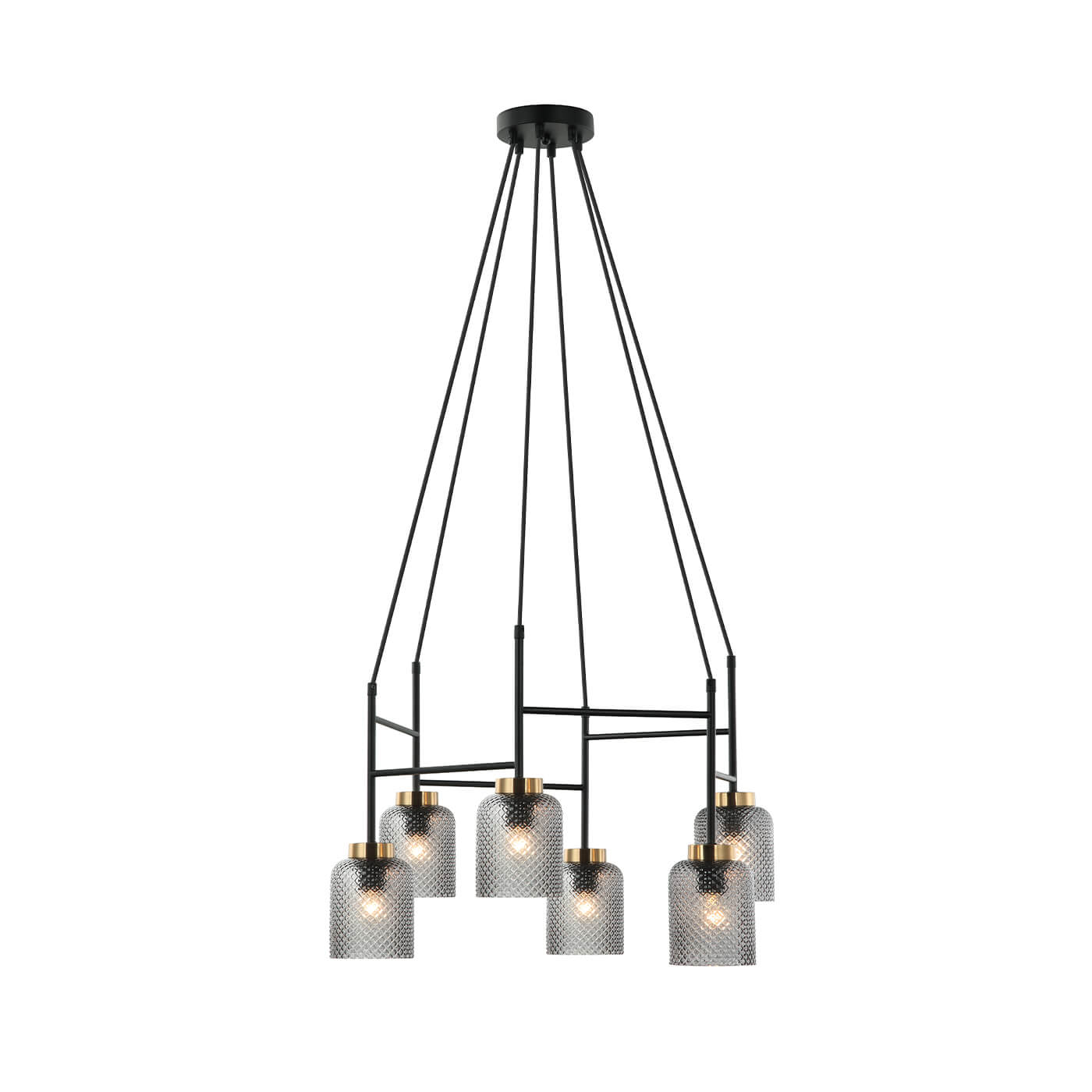 Cauti o lampa suspendata neagra ZAC cu abajururi de sticla pentru dormitor?