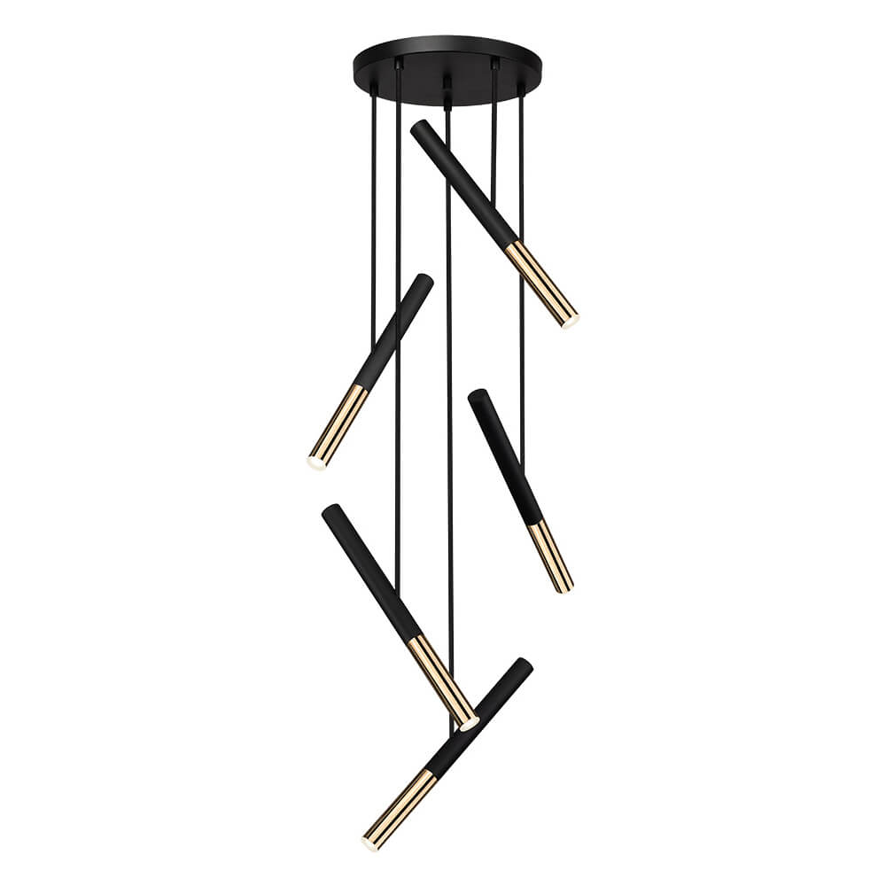 Cauti o lampa suspendata neagra aurie BALLET S5 cu LED 26W, design modern, glam, pentru living, dining sau dormitor din colectia de lustre si candelabre Domicilio?