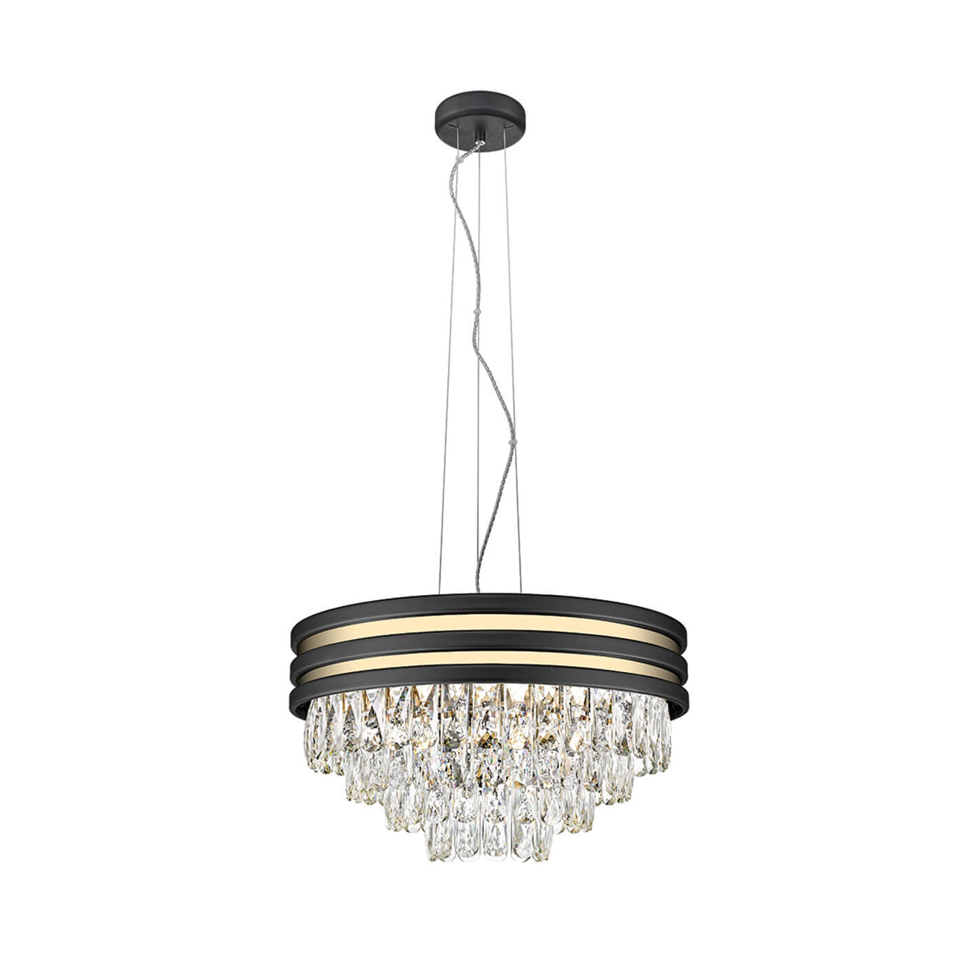 Cauti o lampa suspendata neagra-aurie JOSEPHINE din sticla, design modern, elegant, pentru living, dining sau dormitor din colectia de lustre si candelabre Domicilio?