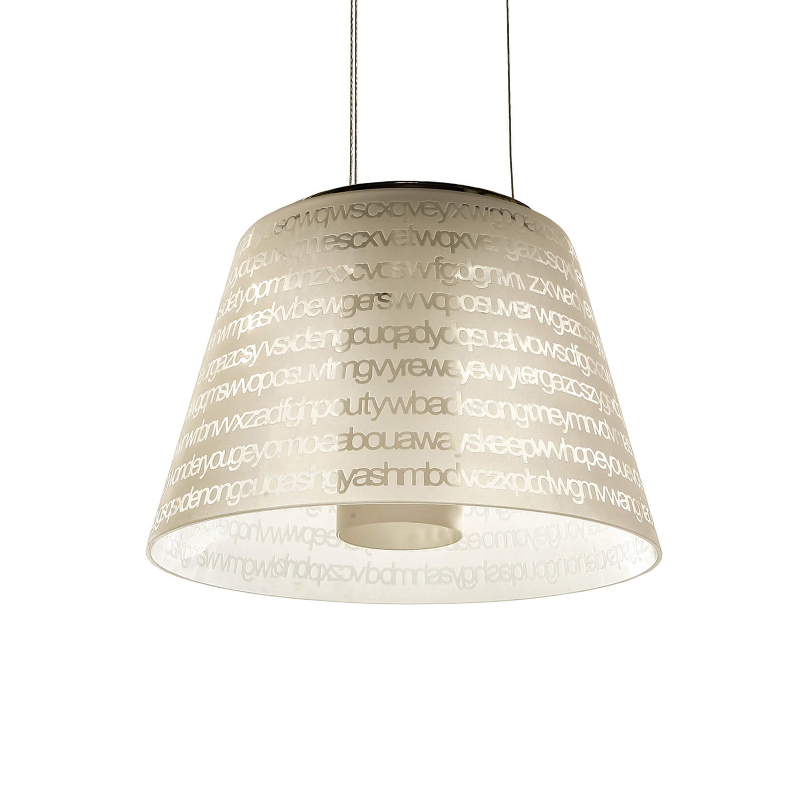 Cauti o Lampa suspendata transparenta de sticla LETTER S2, corp iluminat design modern pentru living, dormitor sau birou, colectia corpuri de iluminat Domicilio ?