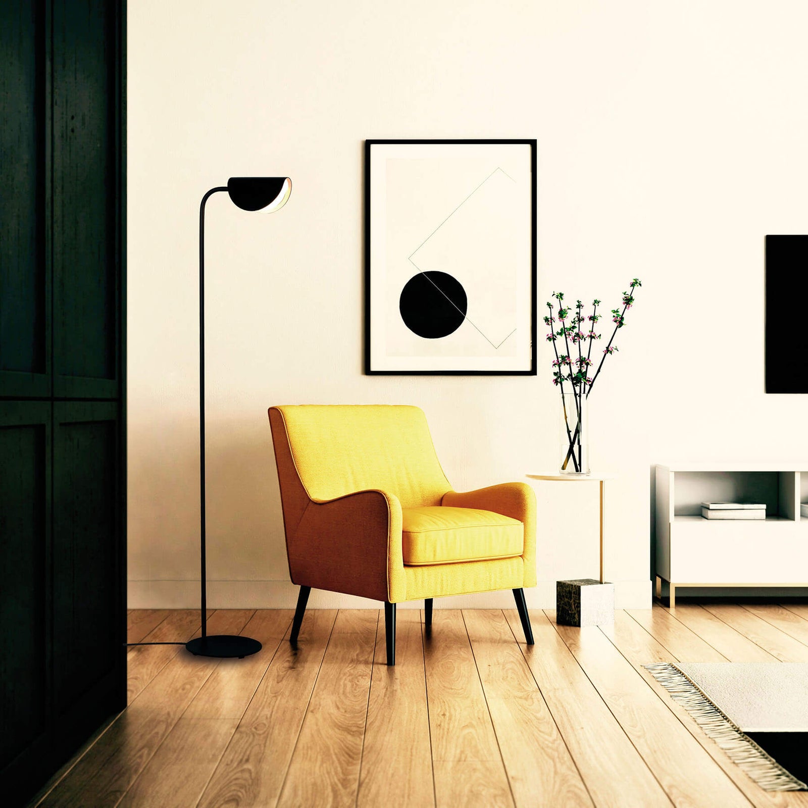 Lampadar negru ADA - Lampadare din metal pentru sufragerie sau dormitor