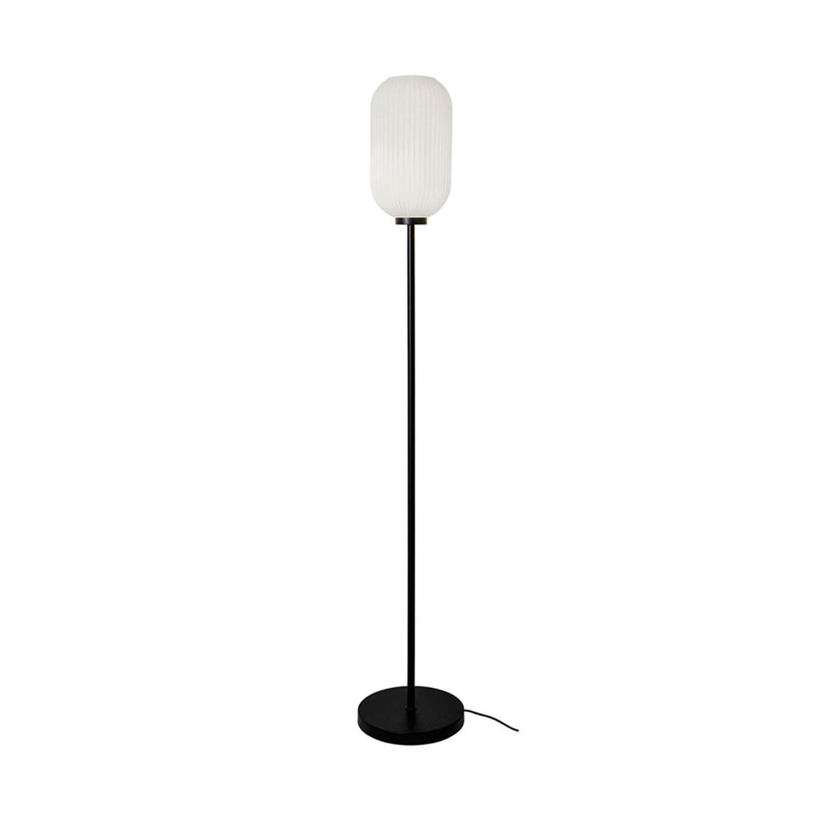 Lampadar modern negru ASTOR cu glob de sticla alb 1x42W E27