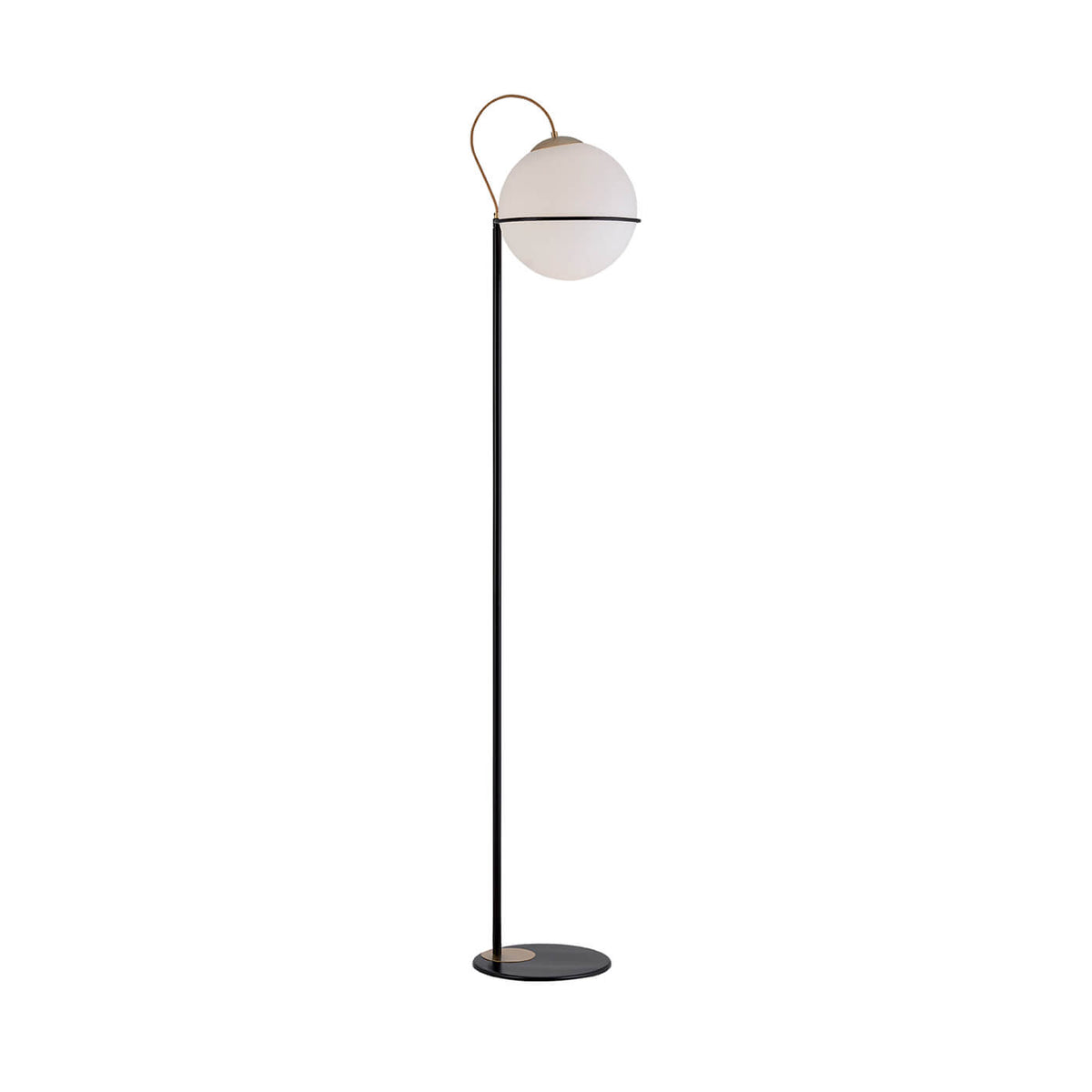 Lampadar chic negru FERERO cu glob alb 1x12W E27