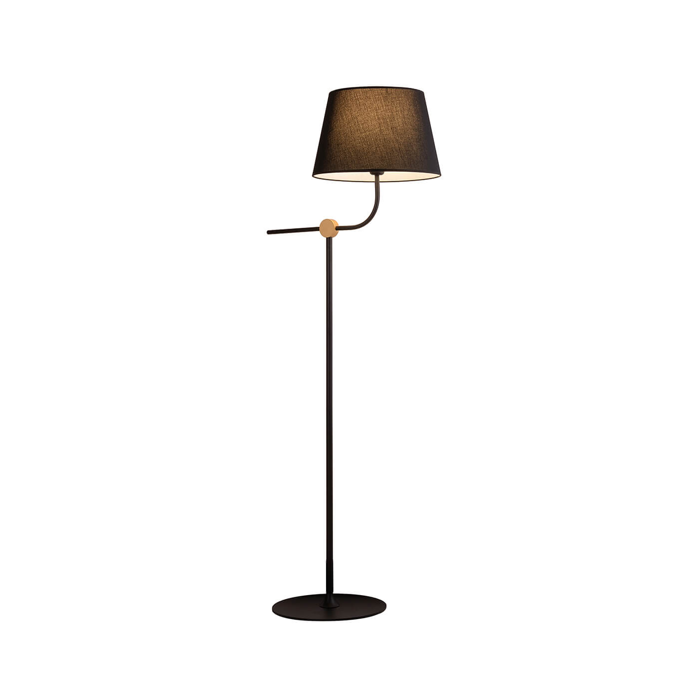 Lampadar negru LARGO cu abajur - Pentru camera de zi sau dormitor