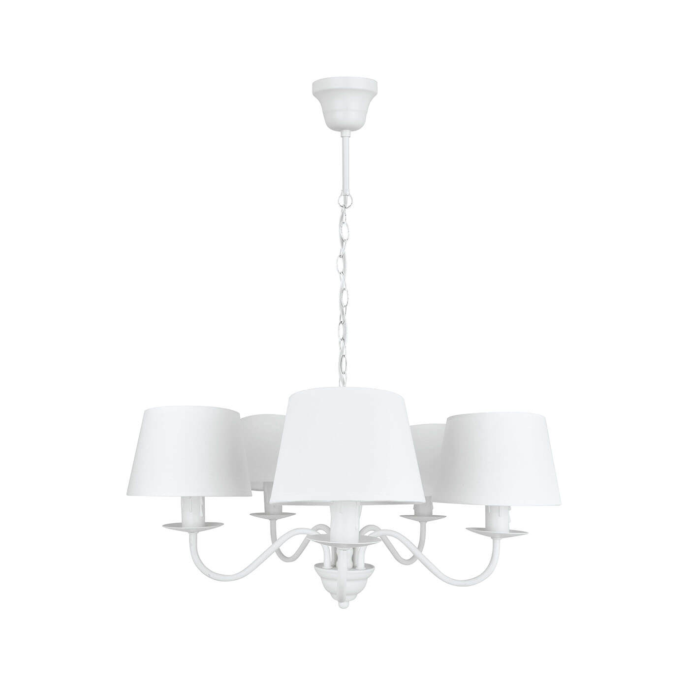 Cauti o lustra REANNA S5 alba, pentru living, dormitor sau bucatarie, design clasic, elegant din colectia de candelabre si lampi suspendate DOMICILIO?