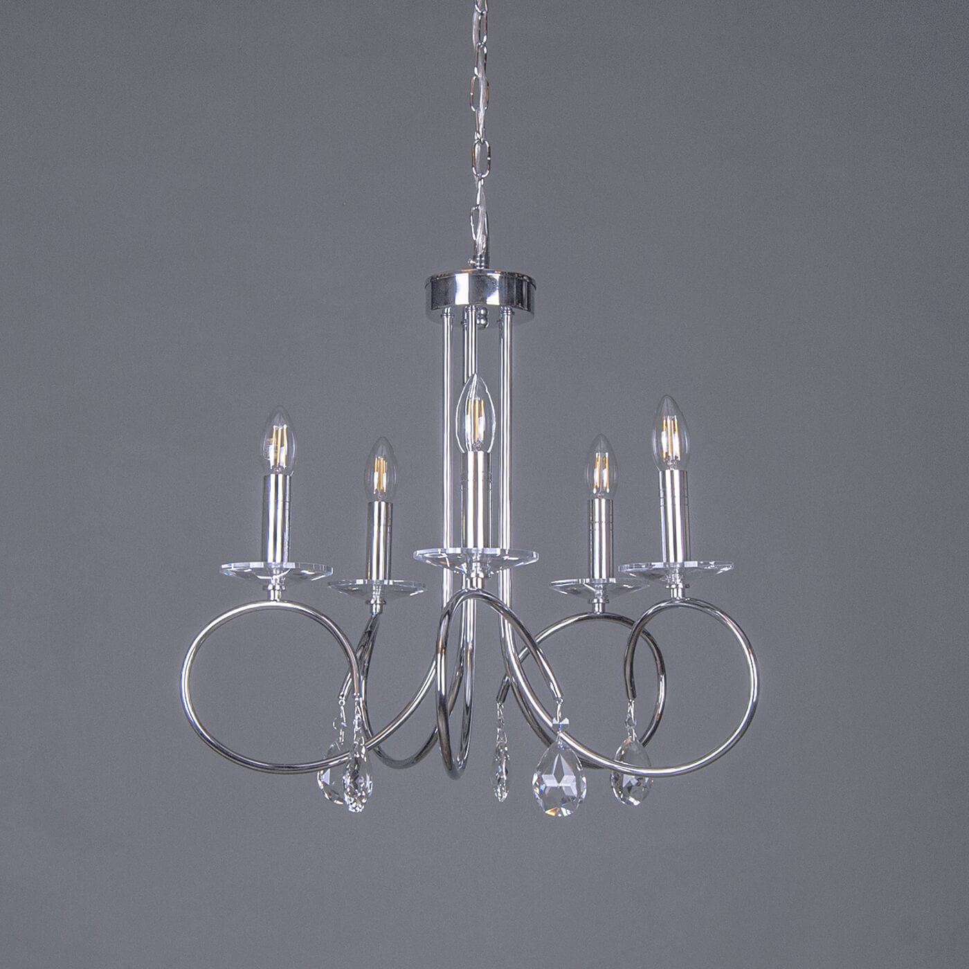 Lustra argintie glam LUCINDA S5 din metal pentru living