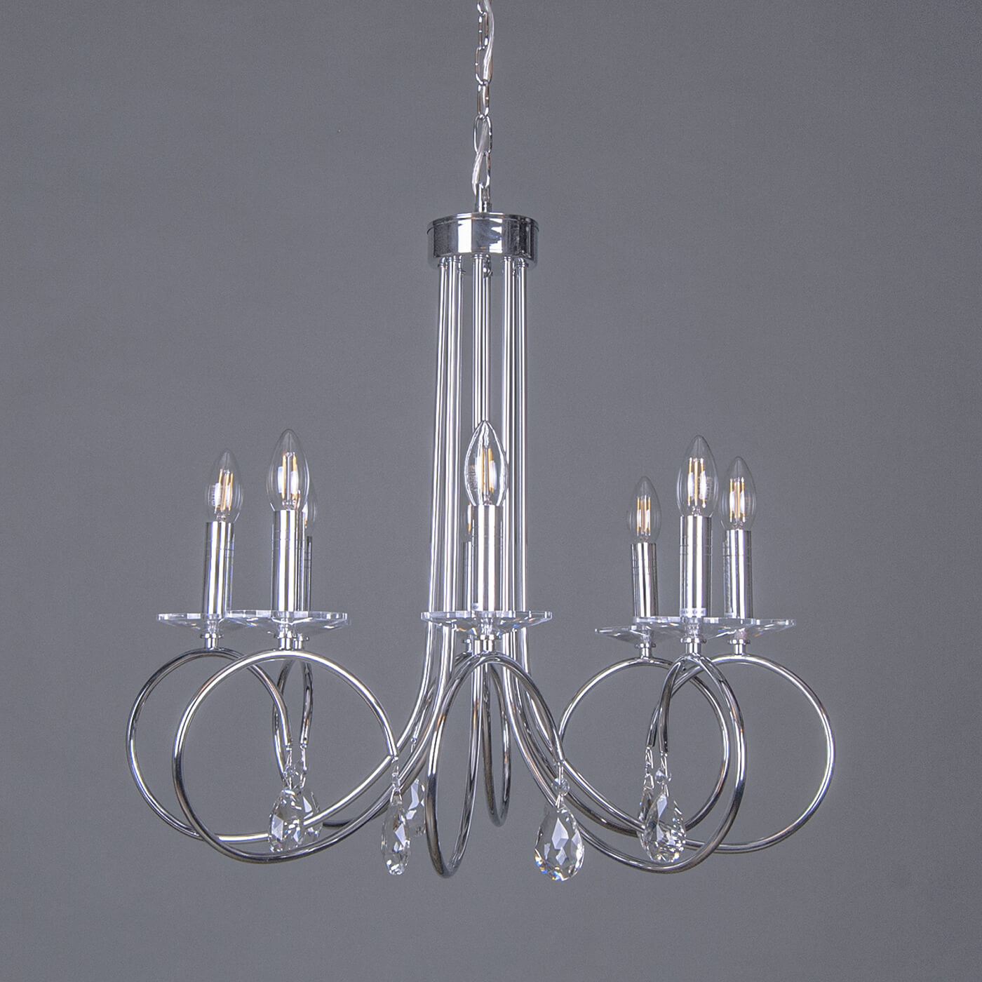 Lustra argintie eleganta LUCINDA S8 din metal pentru dormitor