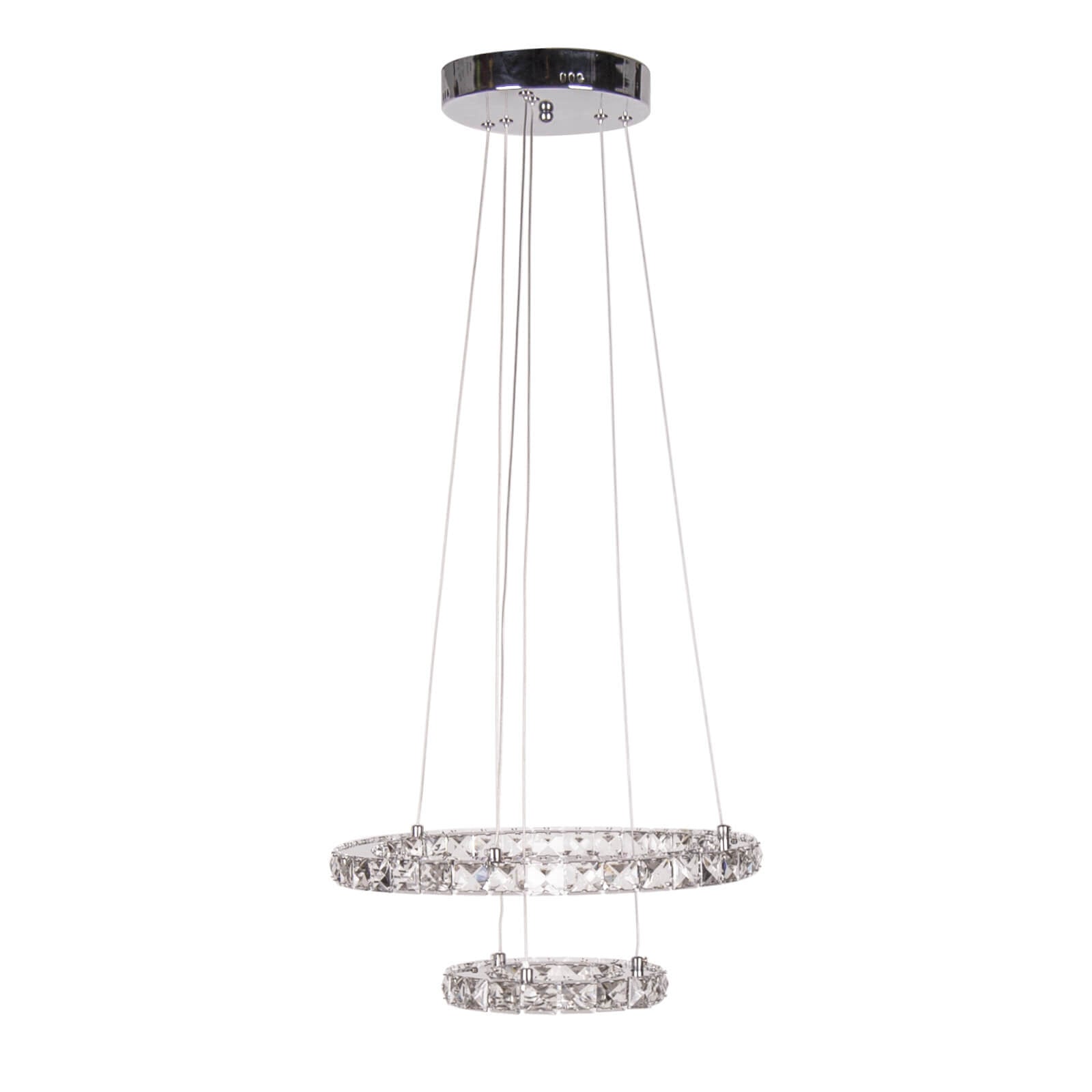 Candelabrul din colectia NEVA se caracterizeaza prin frumusete si stil si este o piesa decorativa unica, care adauga stralucire si lumina spatiului casei tale. Diametru (cm) 42 Lungime cablu (cm) 90 Inaltime reglabila da Culoare argintiu Material metal, sticla Sursa iluminat LED Inclus da Cod DF64-S420-210-CH