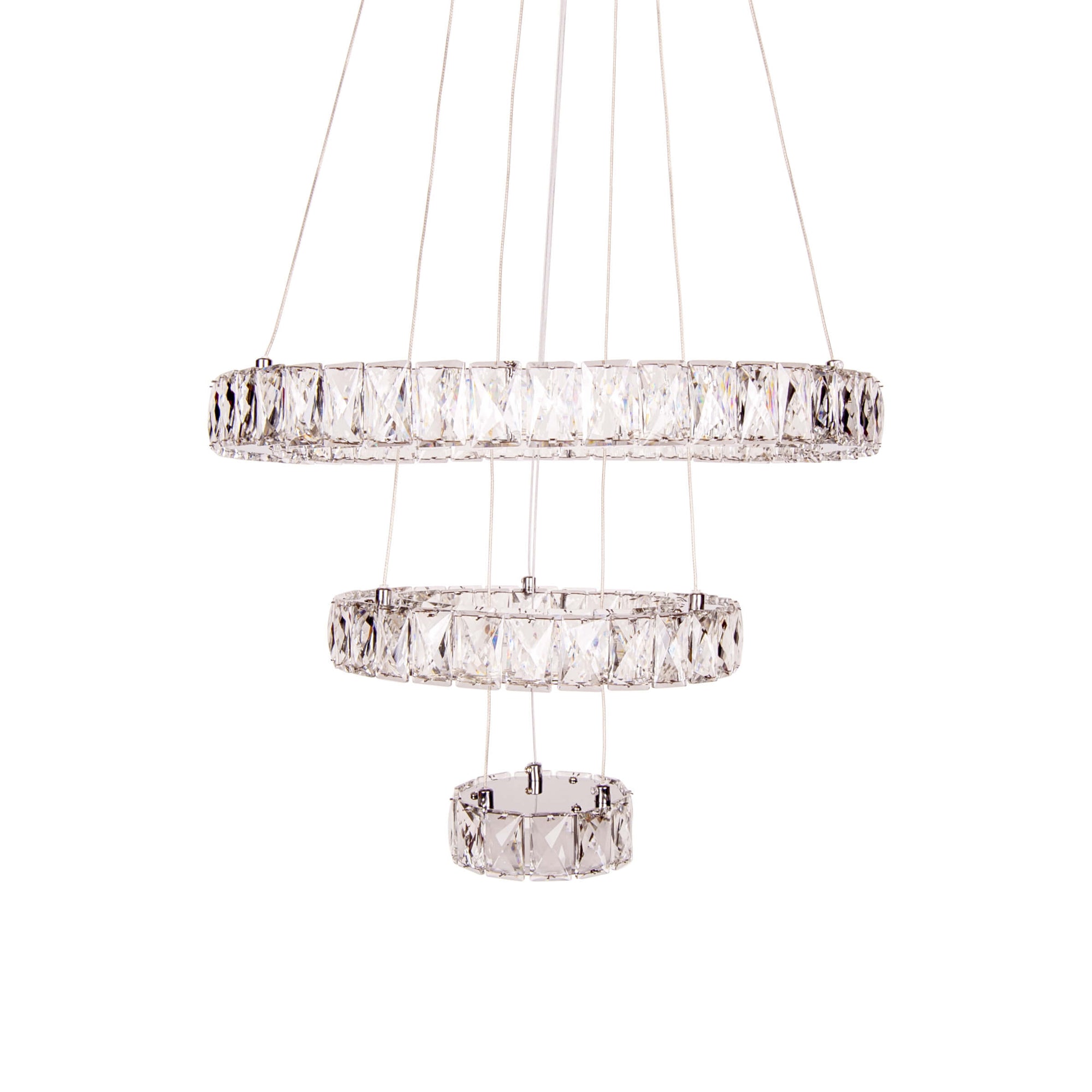 Lustra argintie cu LED SHAFIRA din sticla, design modern, elegant, pentru living sau dining