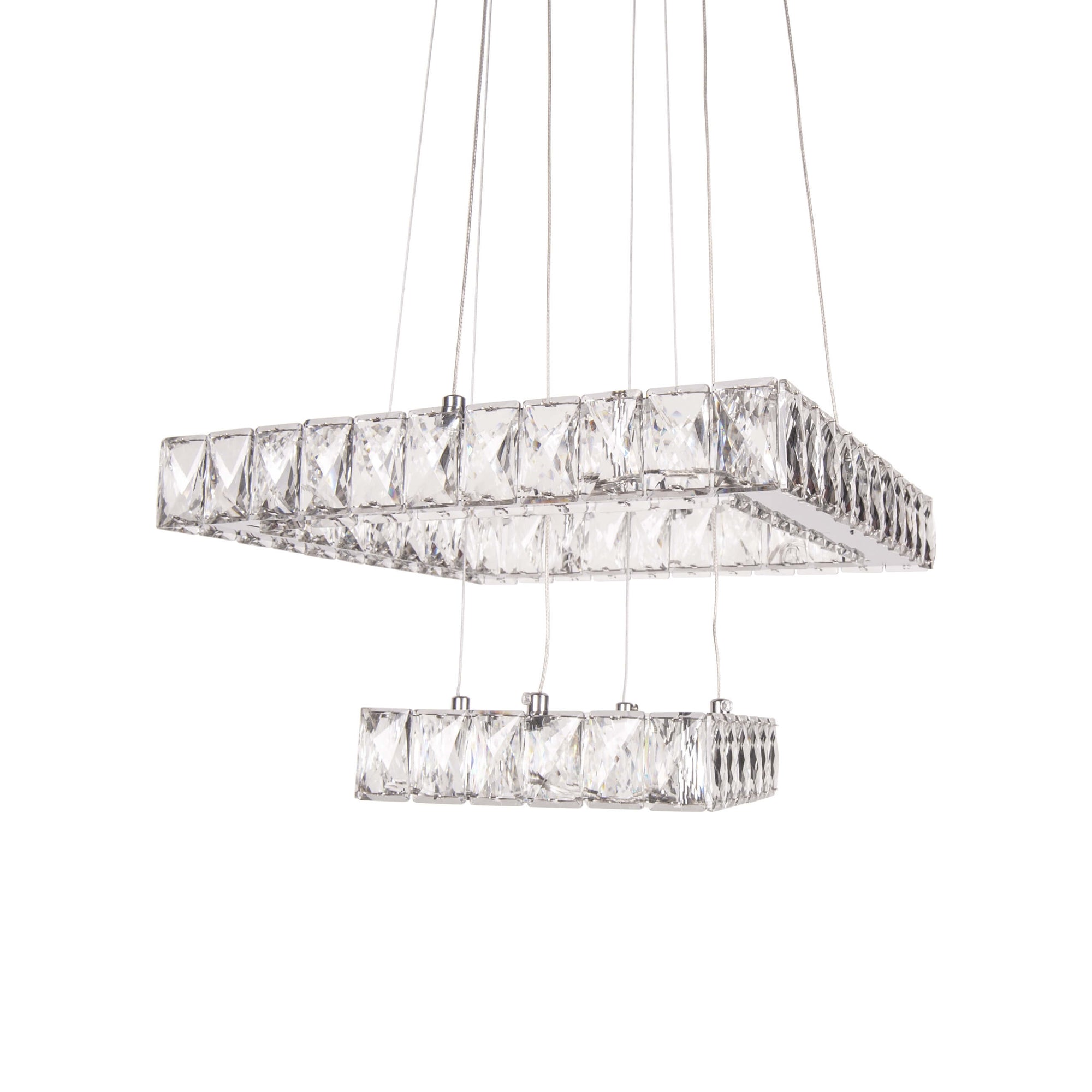 Lustra argintie cu LED ZURI din sticla, design modern, elegant, pentru living sau dining