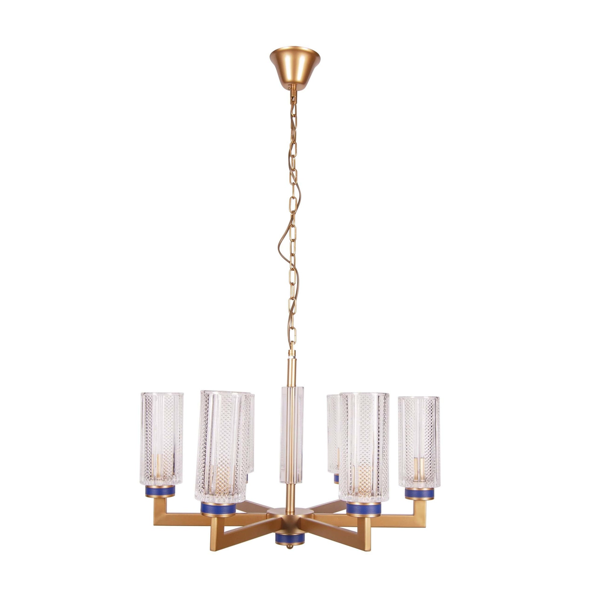 Lustra aurie de metal ALPHONSO S6 albastra, design clasic, elegant, sofisticat pentru dining