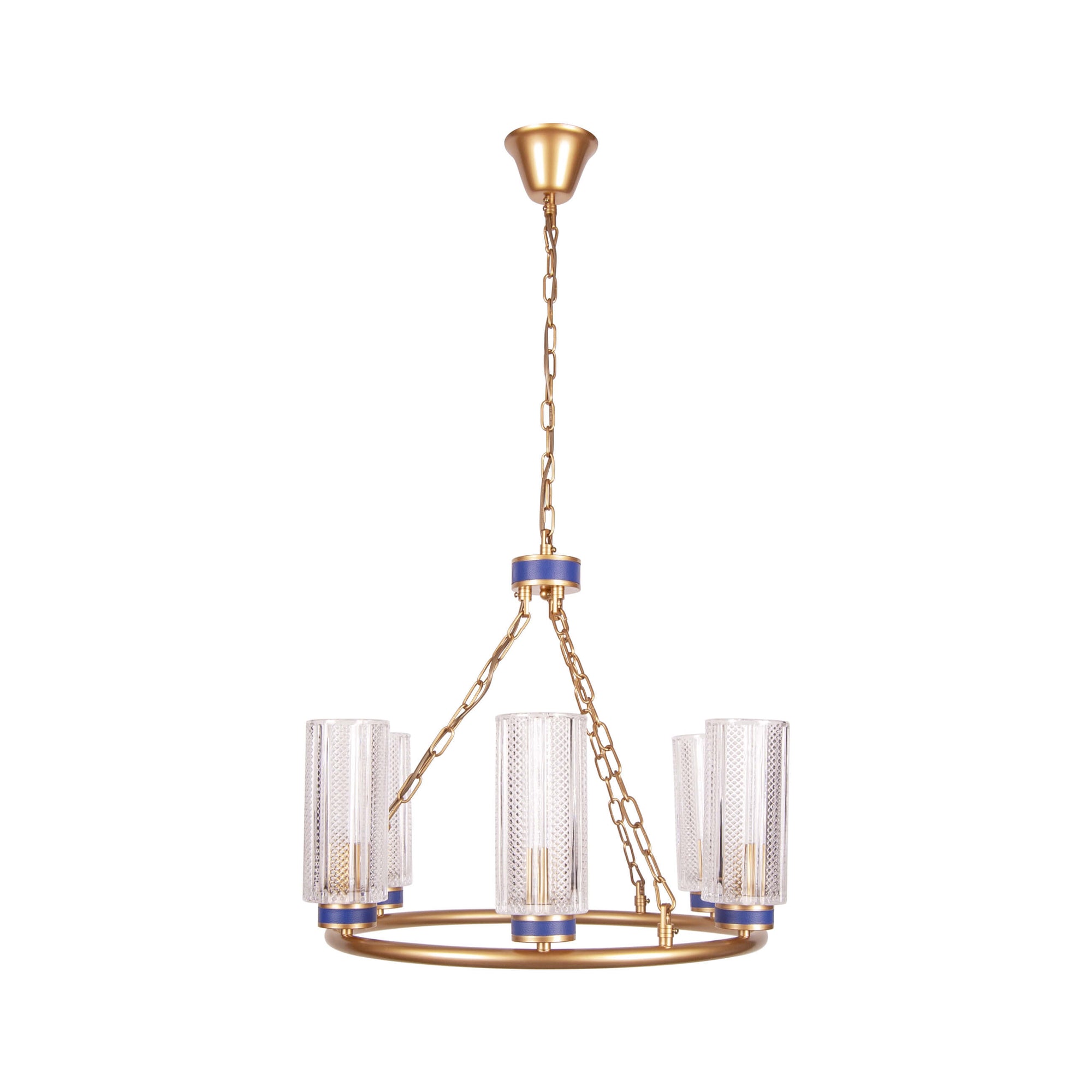 Lustra aurie de metal SANTINO S6 albastra, design clasic, elegant, sofisticat pentru locuinta ta