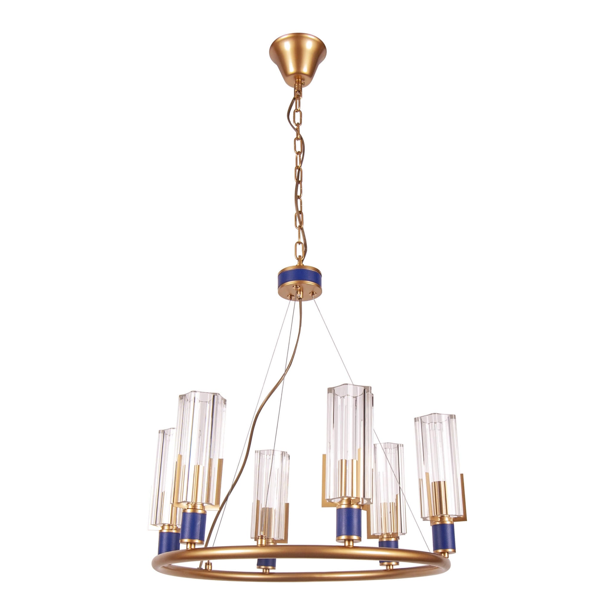 Candelabru auriu de metal TITO S6 albastru, design clasic, elegant, sofisticat pentru locuinta ta