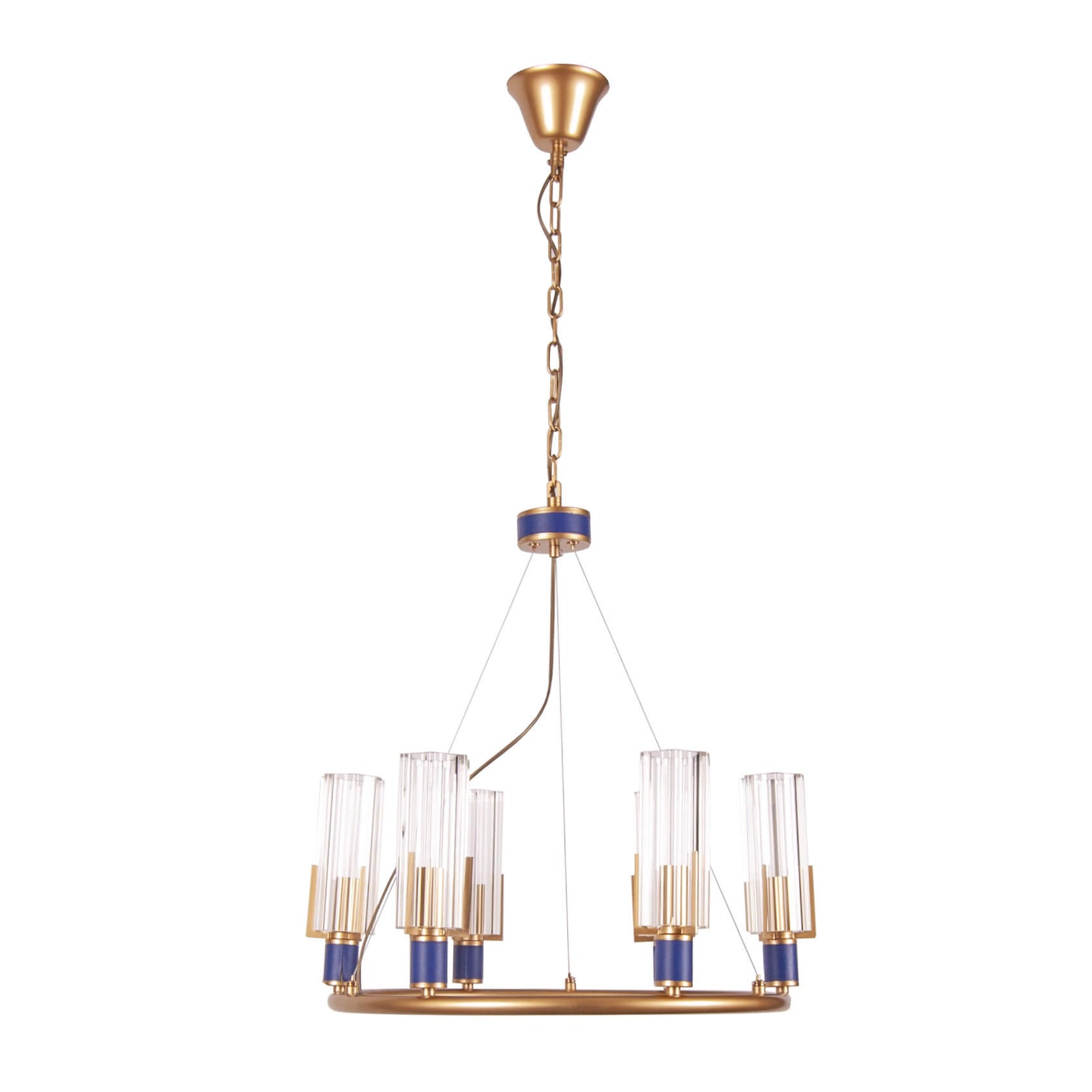 Candelabru auriu de metal TITO S6 albastru, design clasic, elegant, sofisticat DOMICILIO 2021