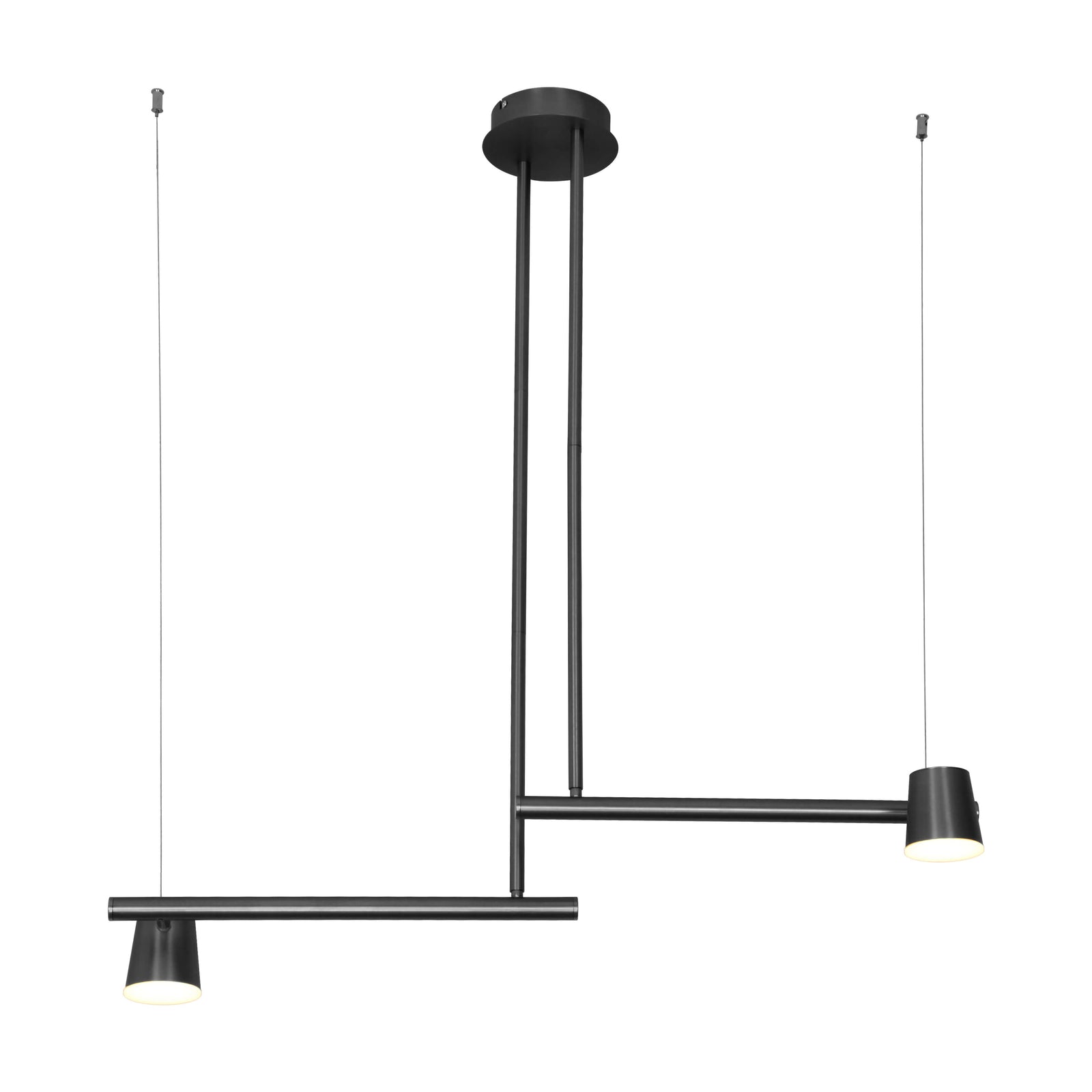 Cauti o Lustra aurie/neagra ODETTE S2 din metal pentru dining sau living - Corp de iluminat design minimalist din colectia de lampi suspendate si corpuri de iluminat pentru sufragerie, dining, dormitor sau bucatarie? ODETTE se potrivește bine în cele mai complexe aranjamente contemporane, datorită stilului său elegant și a finisajului flexibil.