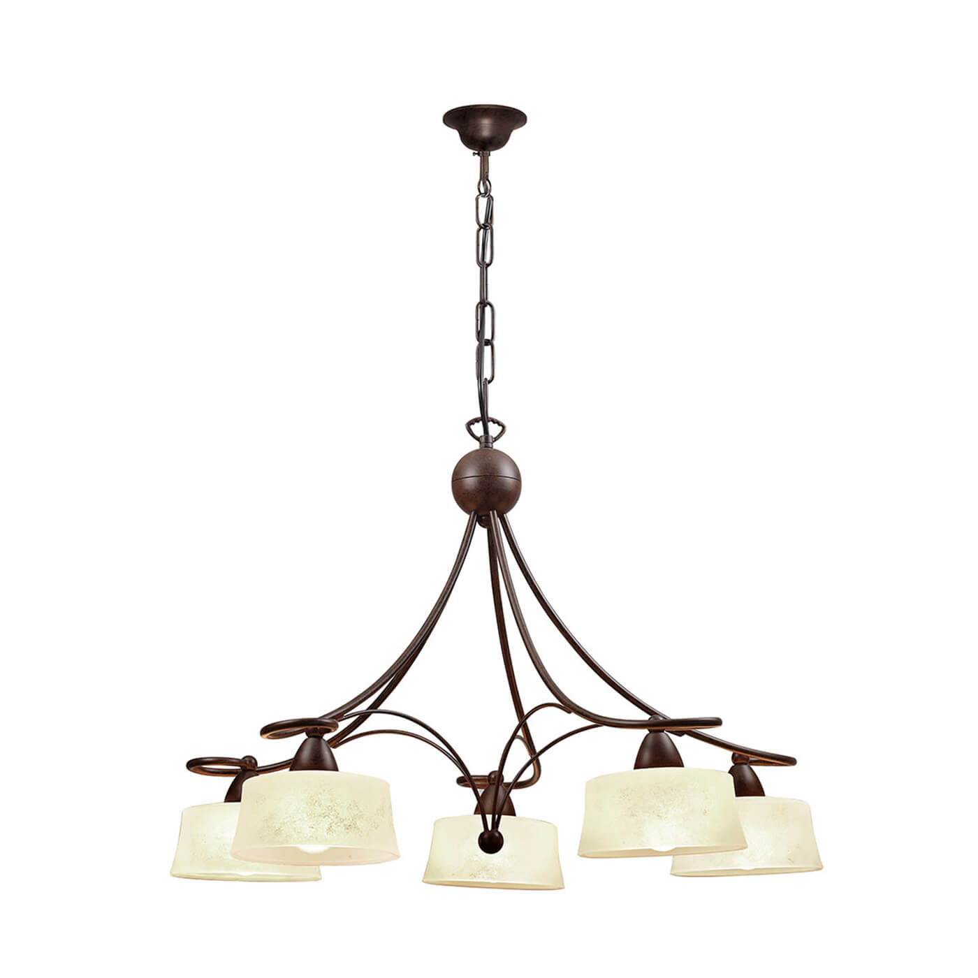 Cauti o lustra maro SIMONA S5 cu abajur de sticla, pentru living, dormitor sau bucatarie, design clasic, elegant din colectia de candelabre si lampi suspendate DOMICILIO?