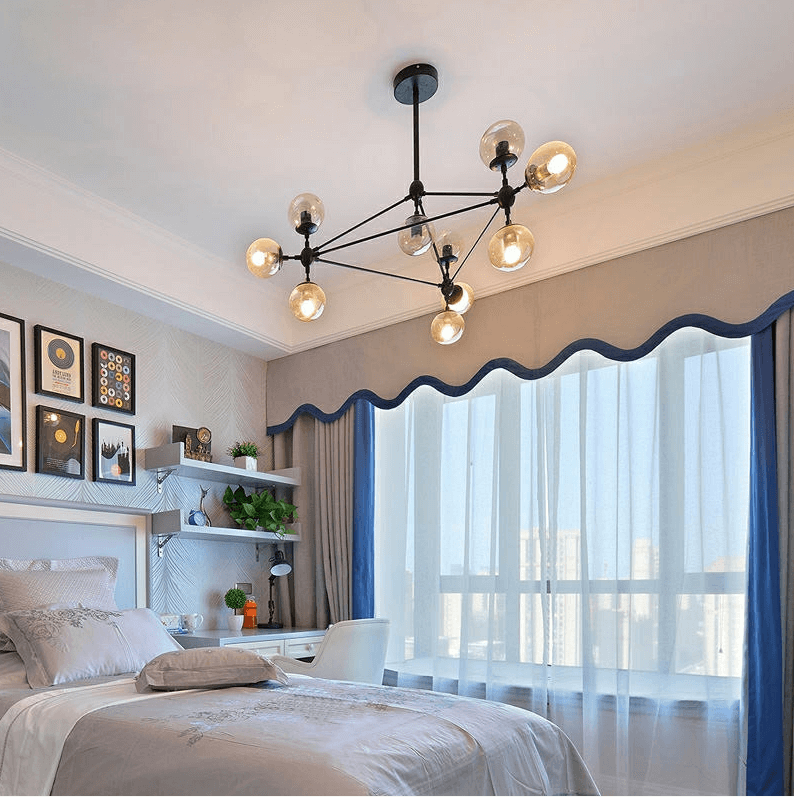 Cauti o Lustra neagra ATOM S1 din metal si sticla - corp de iluminat design industrial pentru sufragerie sau dining din colectia de lampi suspendate DOMICILIO