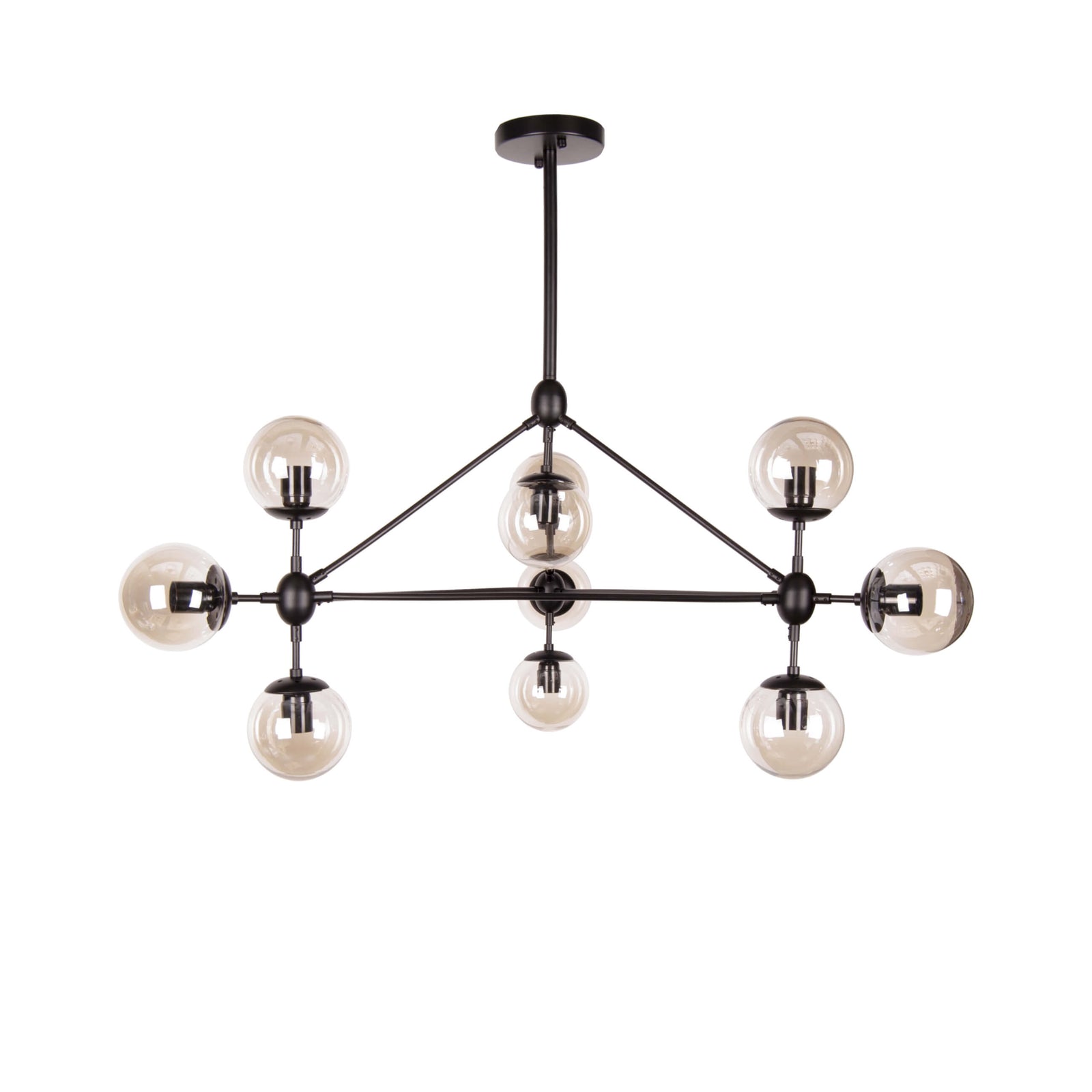 Cauti o Lustra neagra ATOM S1 din metal si sticla - corp de iluminat design industrial pentru sufragerie sau dining din colectia de lampi suspendate DOMICILIO Datorita naturii sale inovatoare, lampa suspendata din gama ATOM lumineaza camera cu stil si garanteaza un efect vizual special. Diametru (cm) 110 Inaltime (cm) 70 Lungime tija (cm) 50 Inaltime reglabila da Culoare negru, sticla fumurie Material metal, sticla Sursa iluminat bec E27 10*max 40W Inclus nu Cod DL19-S10-BK