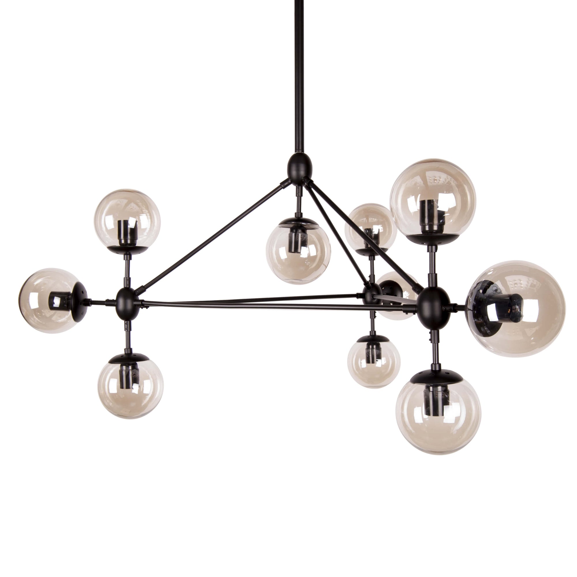 Cauti o Lustra neagra ATOM S1 din metal si sticla - corp de iluminat design industrial pentru sufragerie sau dining din colectia de lampi suspendate DOMICILIO