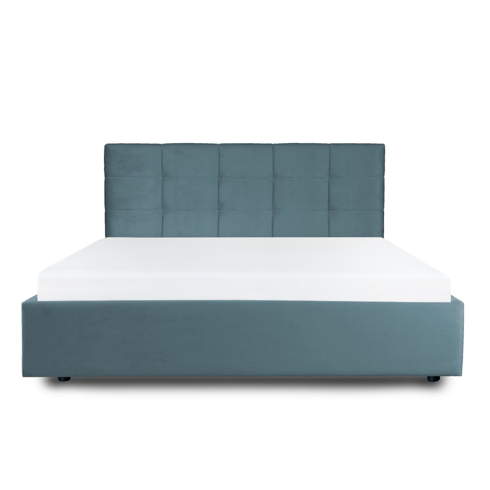 Padova, culoare aqua, pat pentru dormitor cu lada depozitare mare, colectia Domicilio
