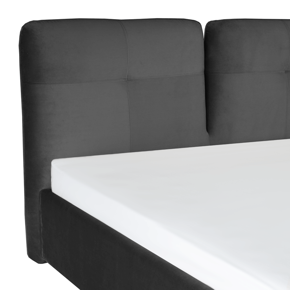 Pat incapator, verona pat tapitat gri inchis cu lada depozitare - Paturi ajustabile 160-180 x 200 dormitor