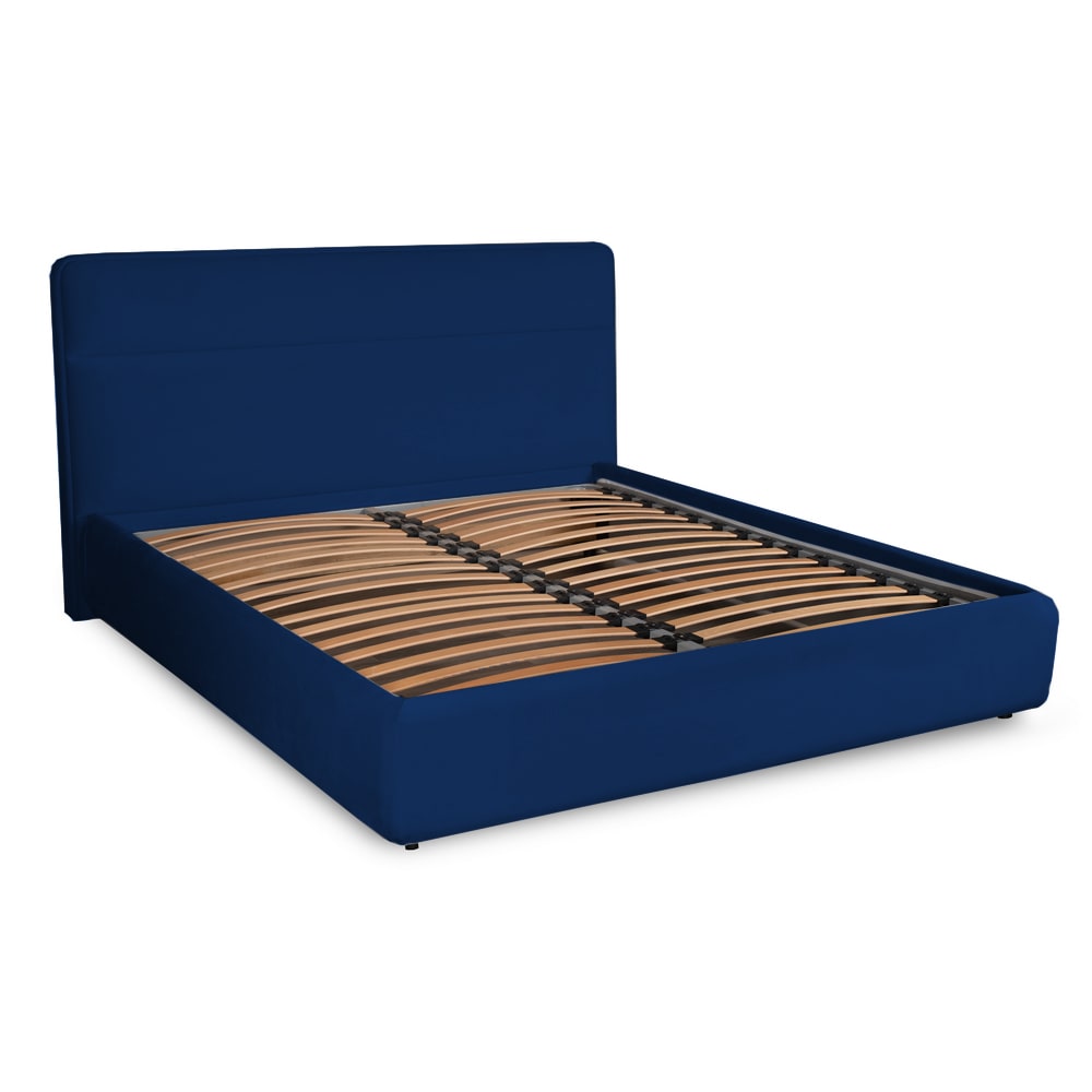 Cauti un pat tapitat NAPOLI denim cu lada depozitare